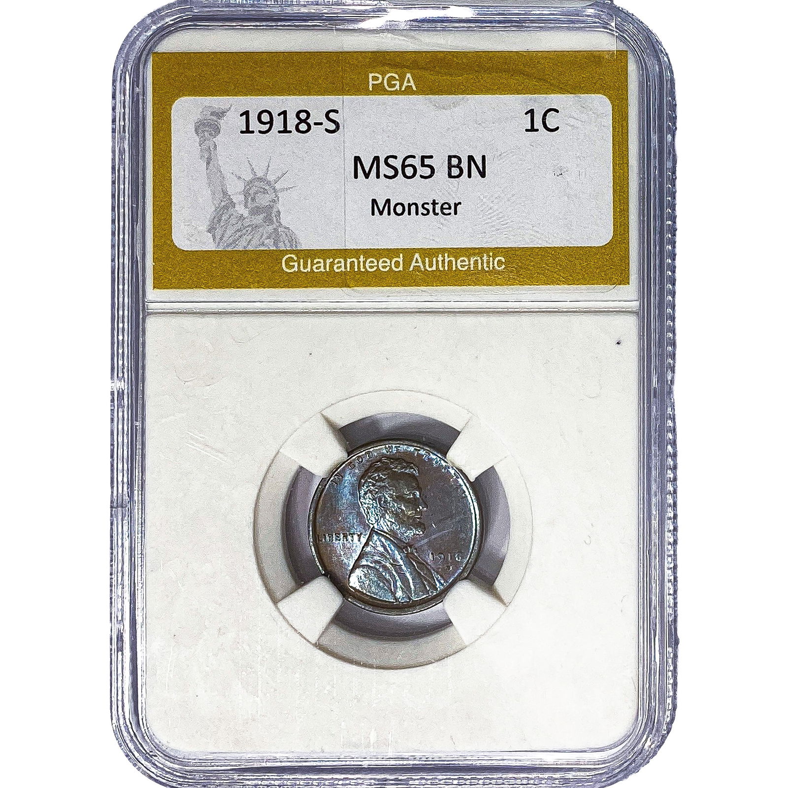 1918-S Wheat Cent PGA MS65 BN Monster: 1918-S Wheat Cent PGA MS65 BN Monster