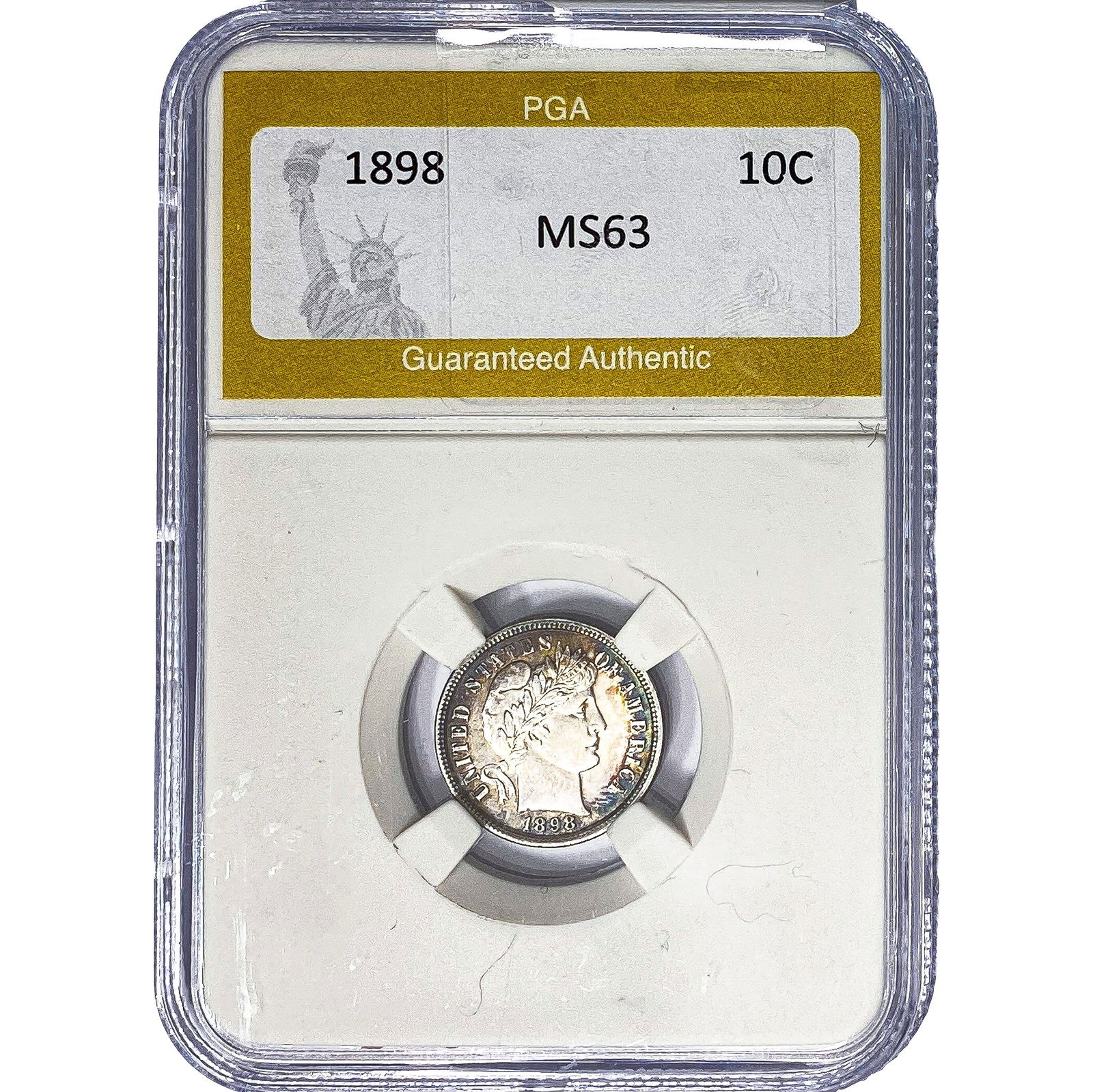 1898 Barber Dime PGA MS63: 1898 Barber Dime PGA MS63