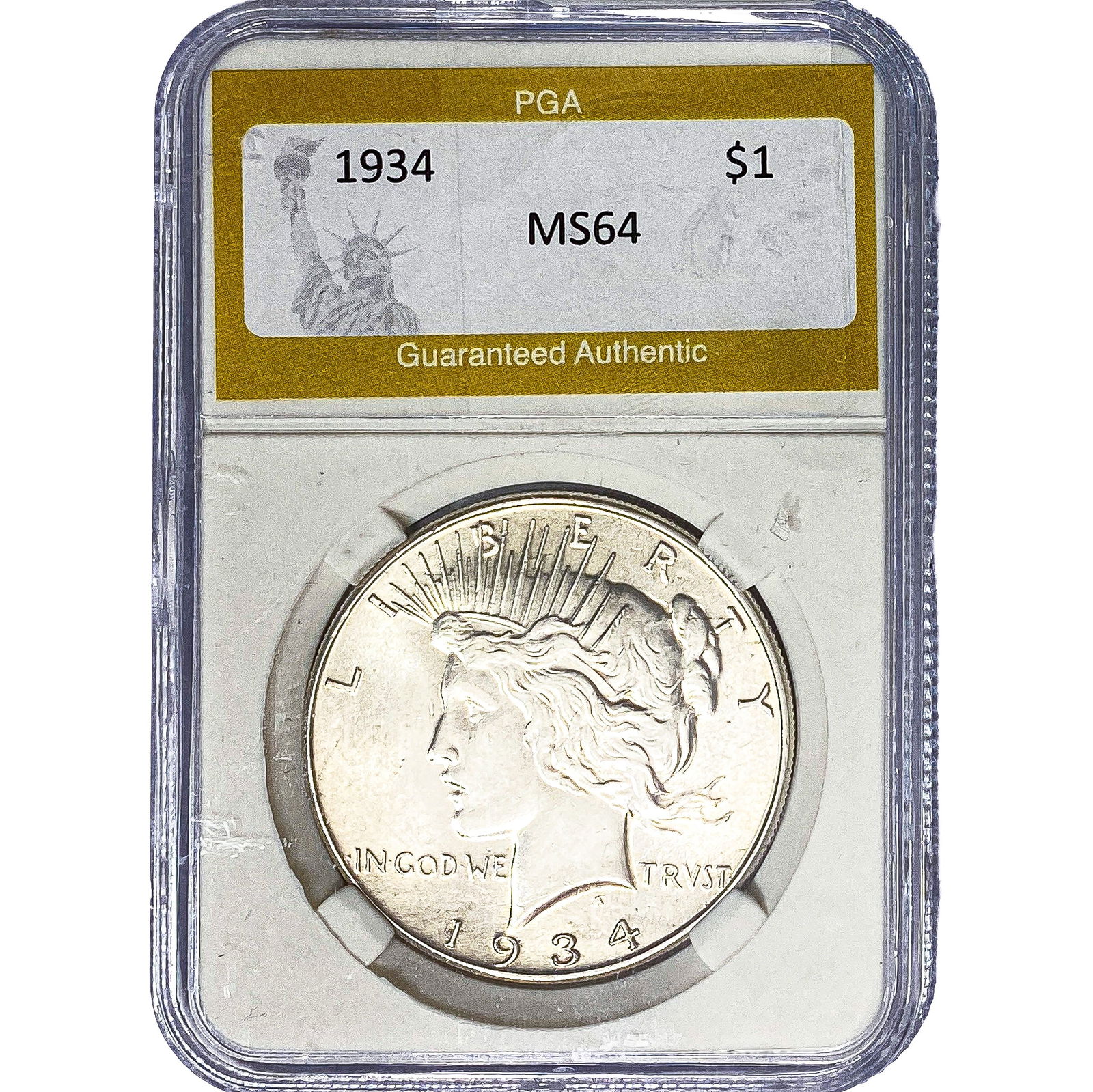 1934 Silver Peace Dollar PGA MS64: 1934 Silver Peace Dollar PGA MS64