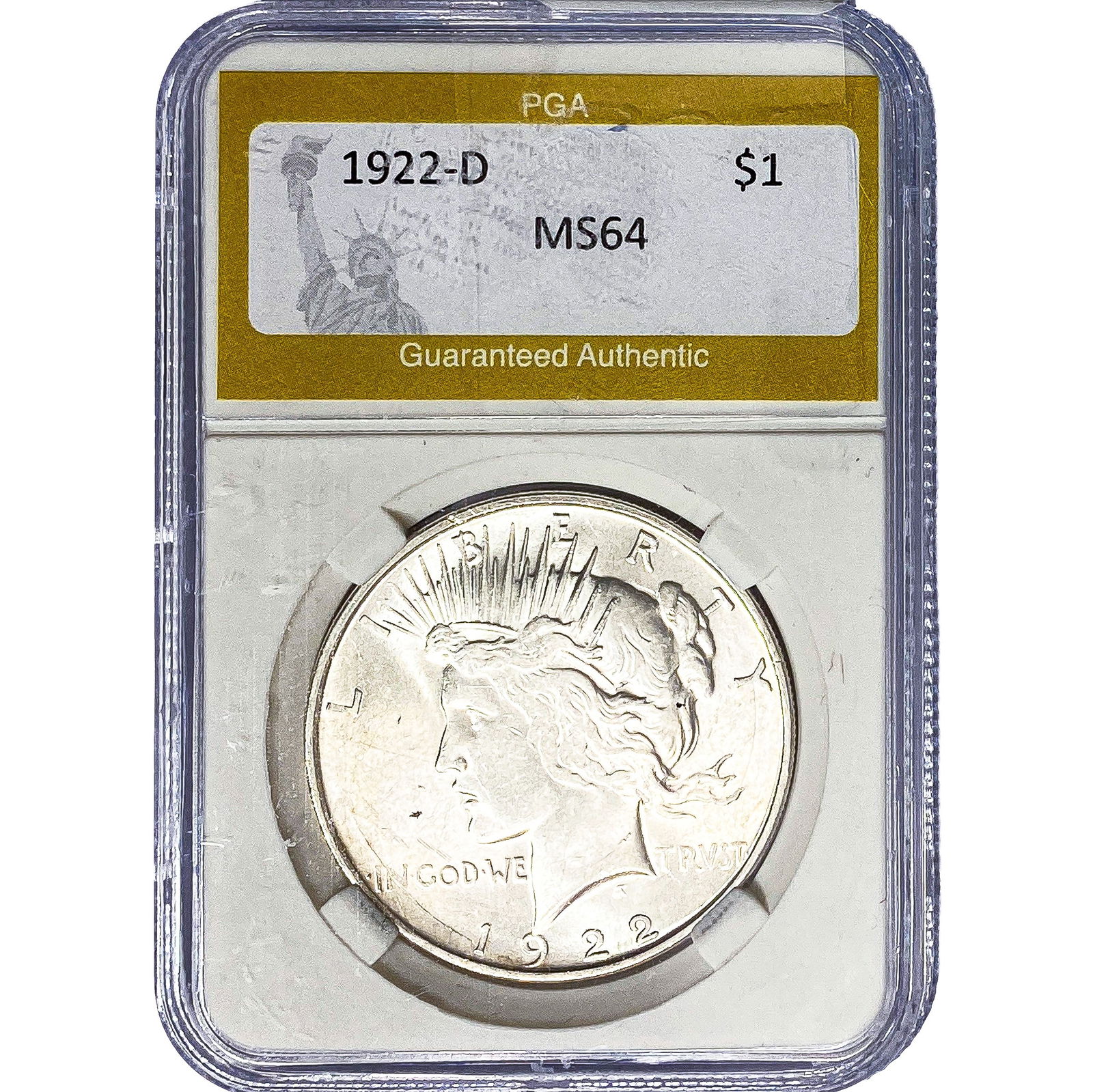 1922-D Silver Peace Dollar PGA MS64: 1922-D Silver Peace Dollar PGA MS64