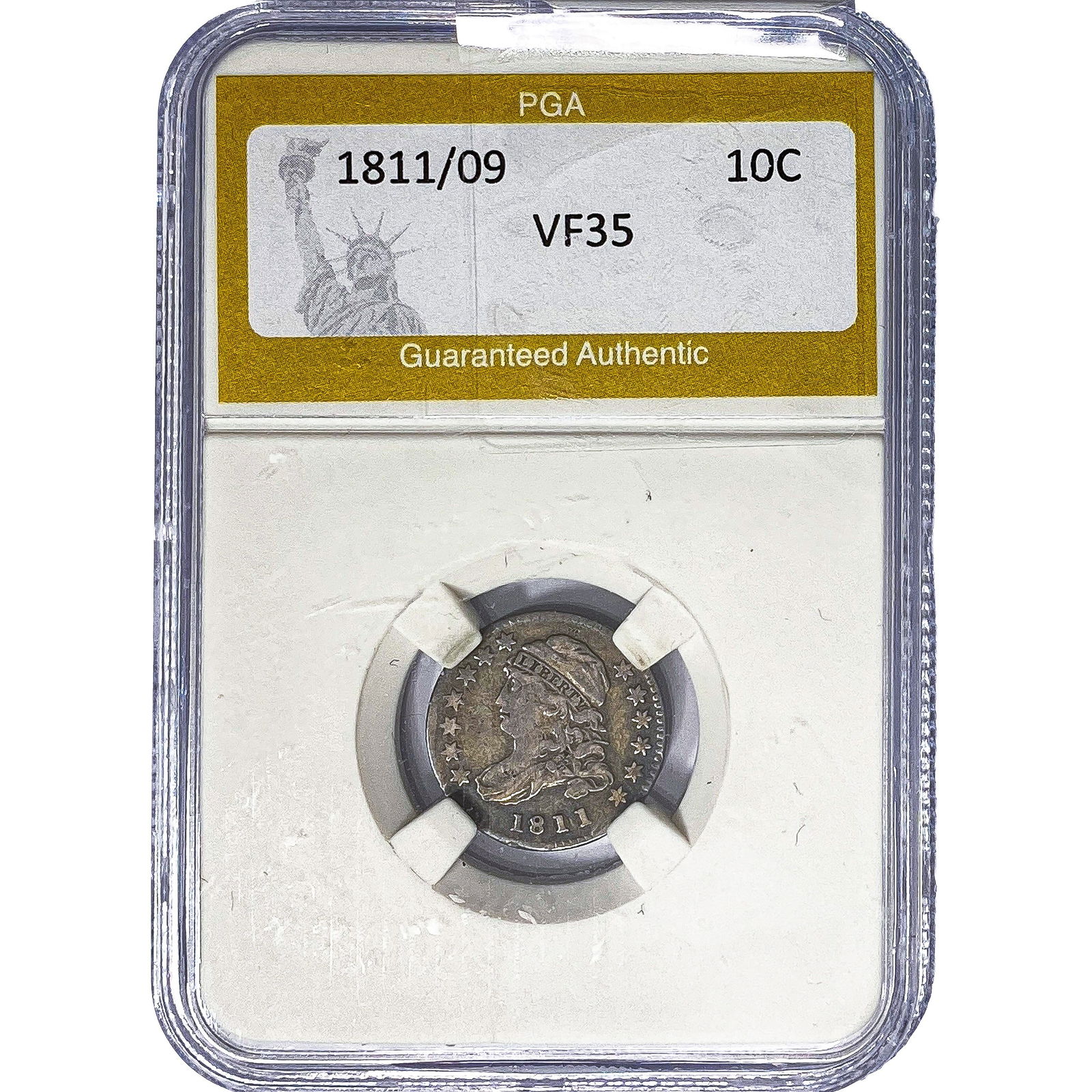 1811/09 Capped Bust Dime PGA VF35: 1811/09 Capped Bust Dime PGA VF35