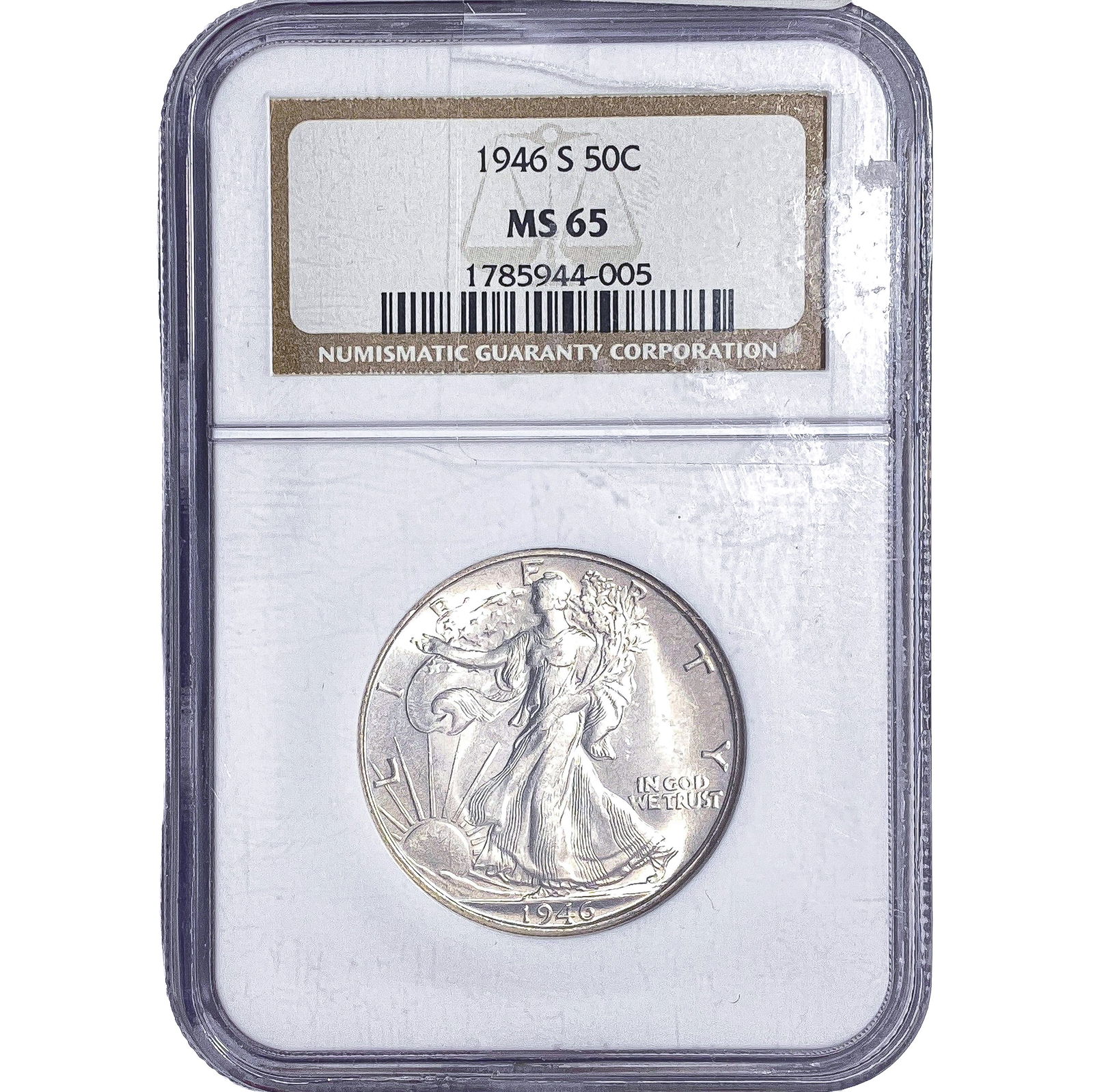 1946-S Walking Liberty Half Dollar NGC MS65: 1946-S Walking Liberty Half Dollar NGC MS65