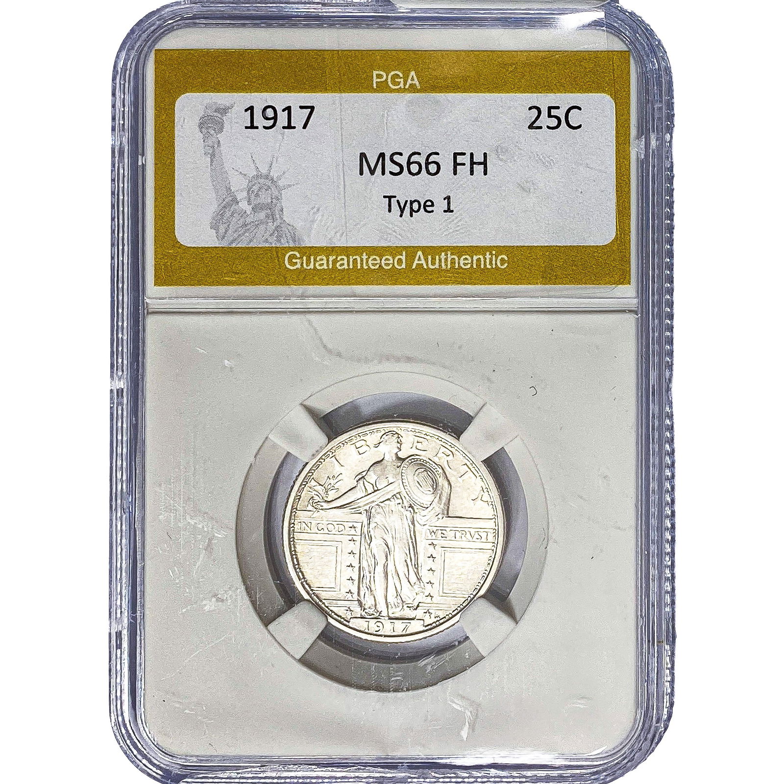1917 Standing Liberty Quarter PGA MS66 FH Type 1: 1917 Standing Liberty Quarter PGA MS66 FH Type 1