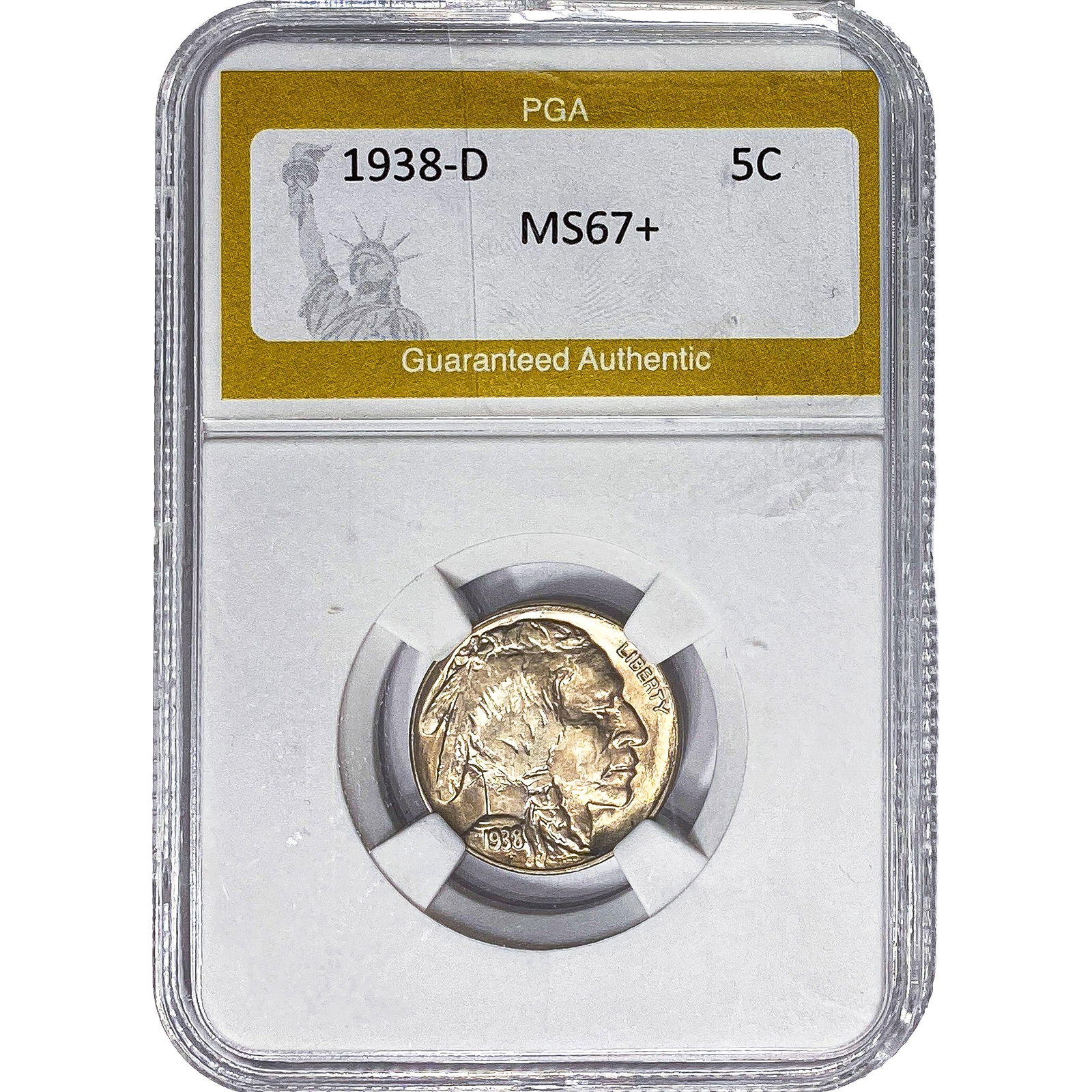 1938-D Buffalo Nickel PGA MS67+: 1938-D Buffalo Nickel PGA MS67+