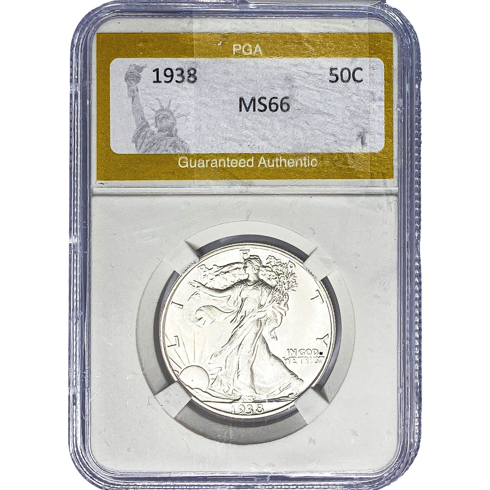 1938 Walking Liberty Half Dollar PGA MS66: 1938 Walking Liberty Half Dollar PGA MS66