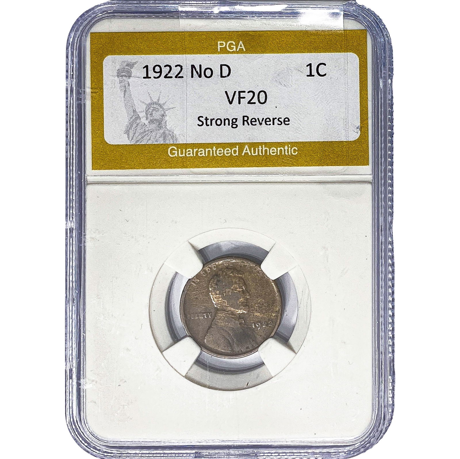 1922 No D Wheat Cent PGA VF20 Strong Reverse: 1922 No D Wheat Cent PGA VF20 Strong Reverse