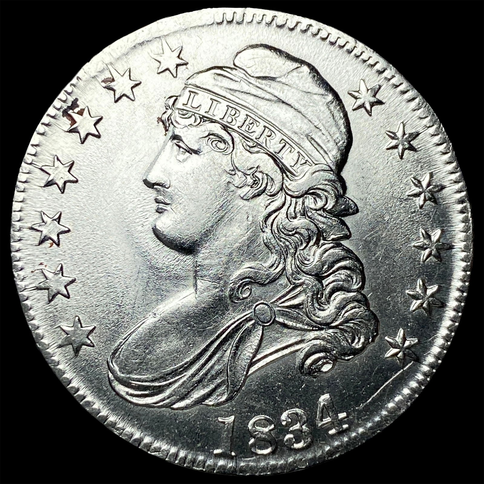 1834 Silver 50C Capped Bust Half Dollar CLOSELY UNCIRCULATED: 1834 Silver 50C Capped Bust Half Dollar CLOSELY UNCIRCULATED