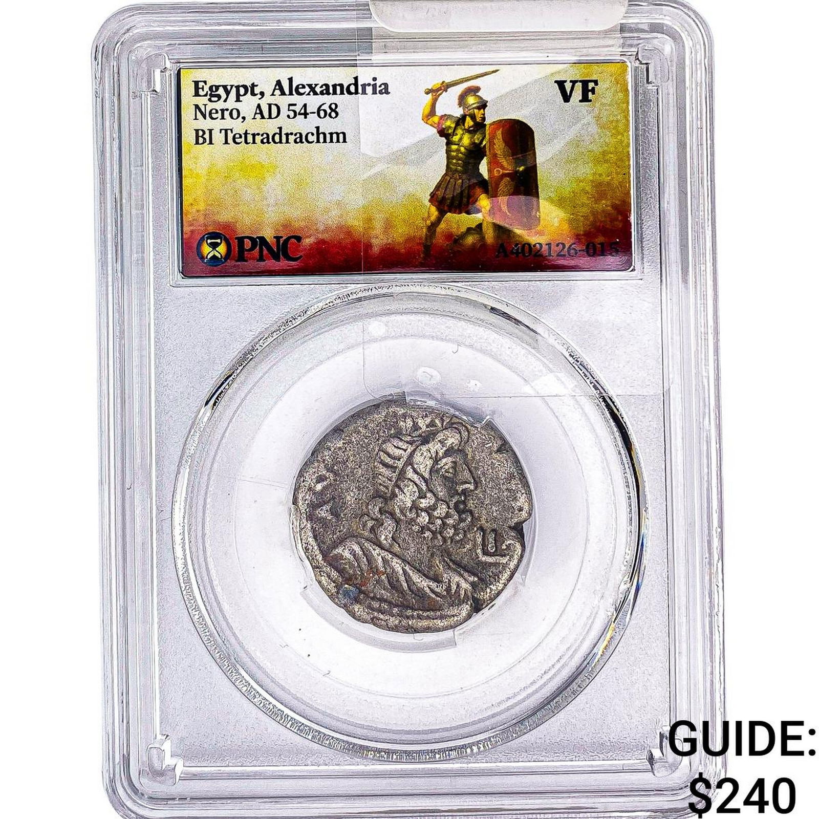 Roman Egypt Nero 54-68 AD Bi Tetradrachm PNC VF: Roman Egypt Nero 54-68 AD Bi Tetradrachm PNC VF