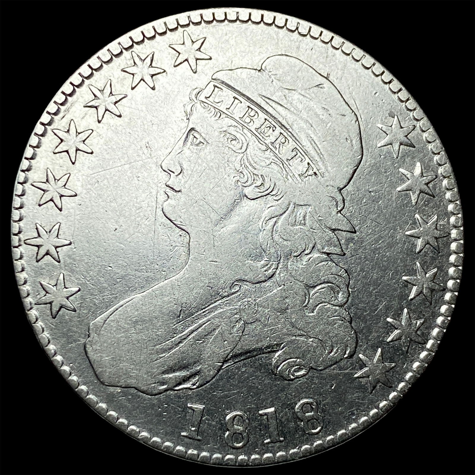 1818 Capped Bust Half Dollar NEARLY UNCIRCULATED: 1818 Capped Bust Half Dollar NEARLY UNCIRCULATED