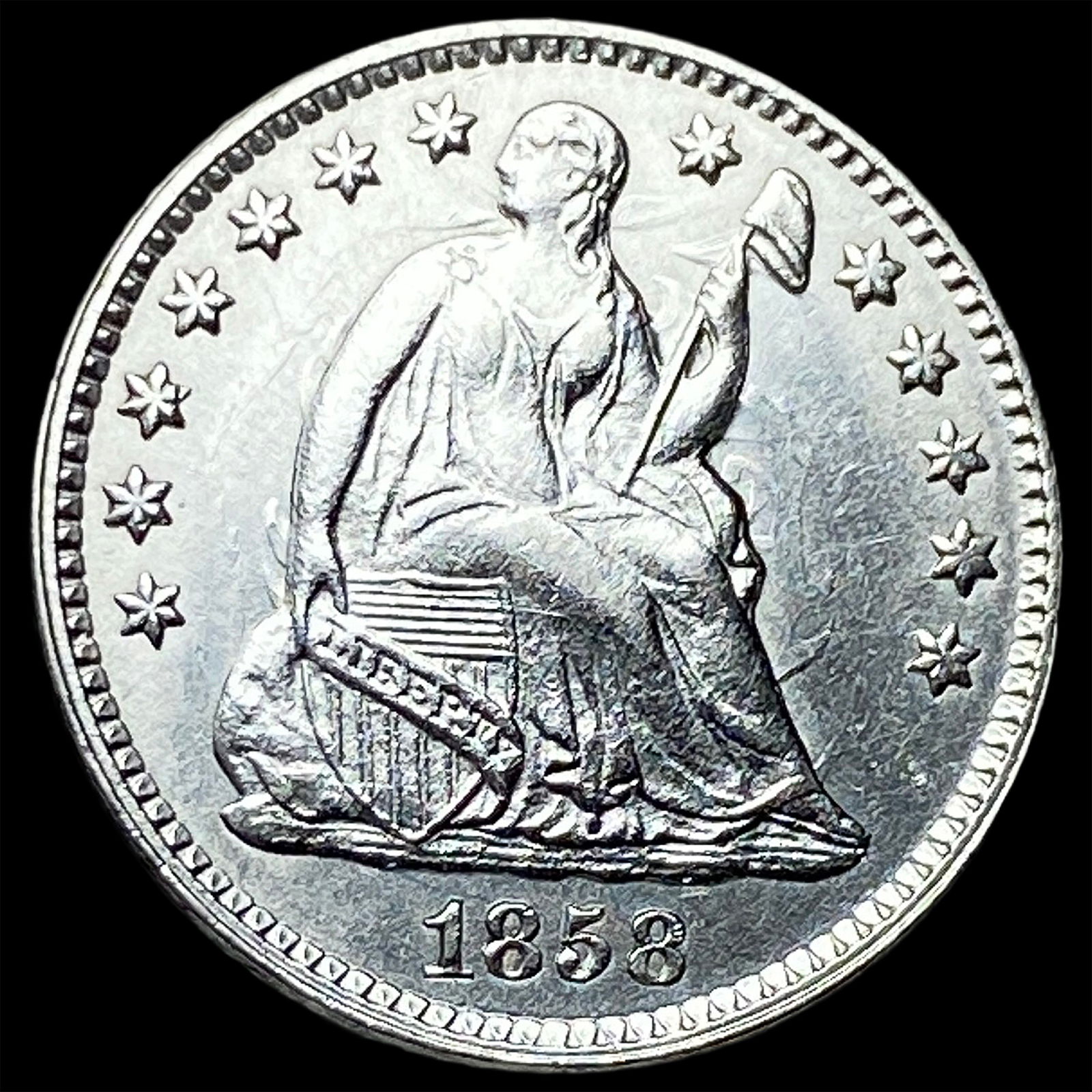 1858 Silver Half Dime CHOICE AU (1 of 2)