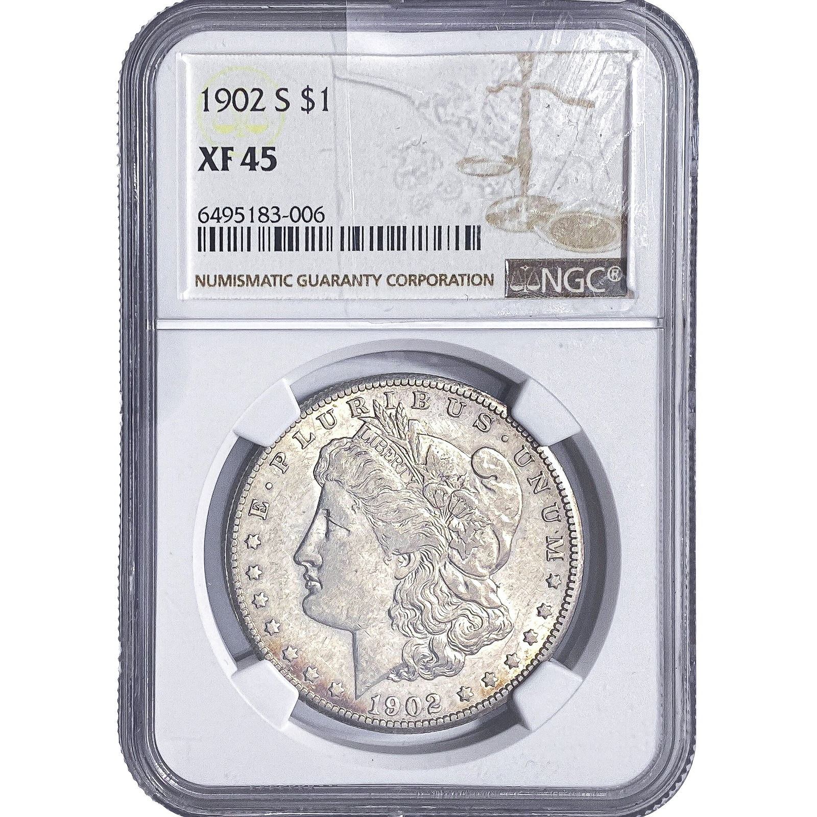 1902-S Morgan Silver Dollar NGC XF45: 1902-S Morgan Silver Dollar NGC XF45