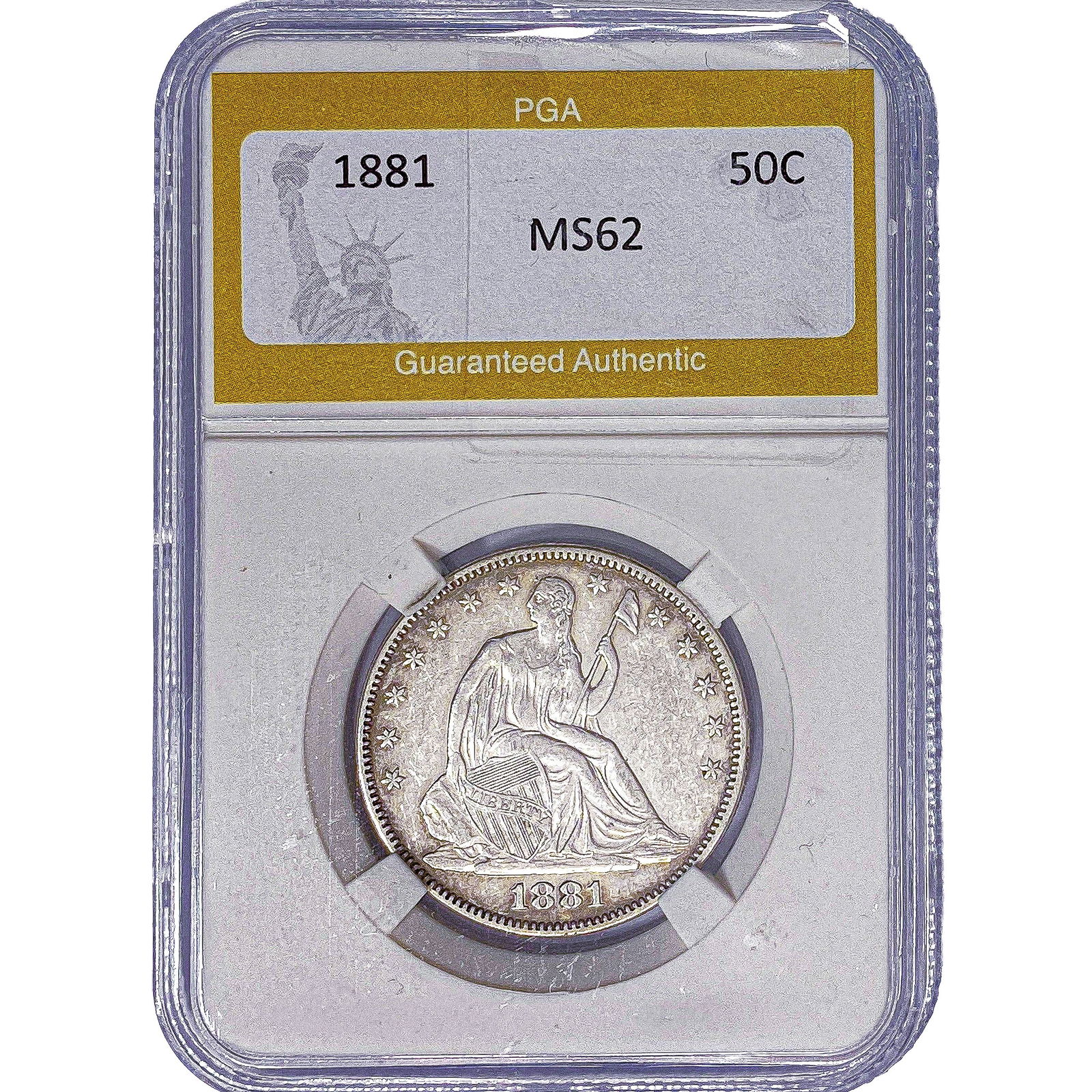1881 Seated Liberty Half Dollar PGA MS62 (1 of 2)