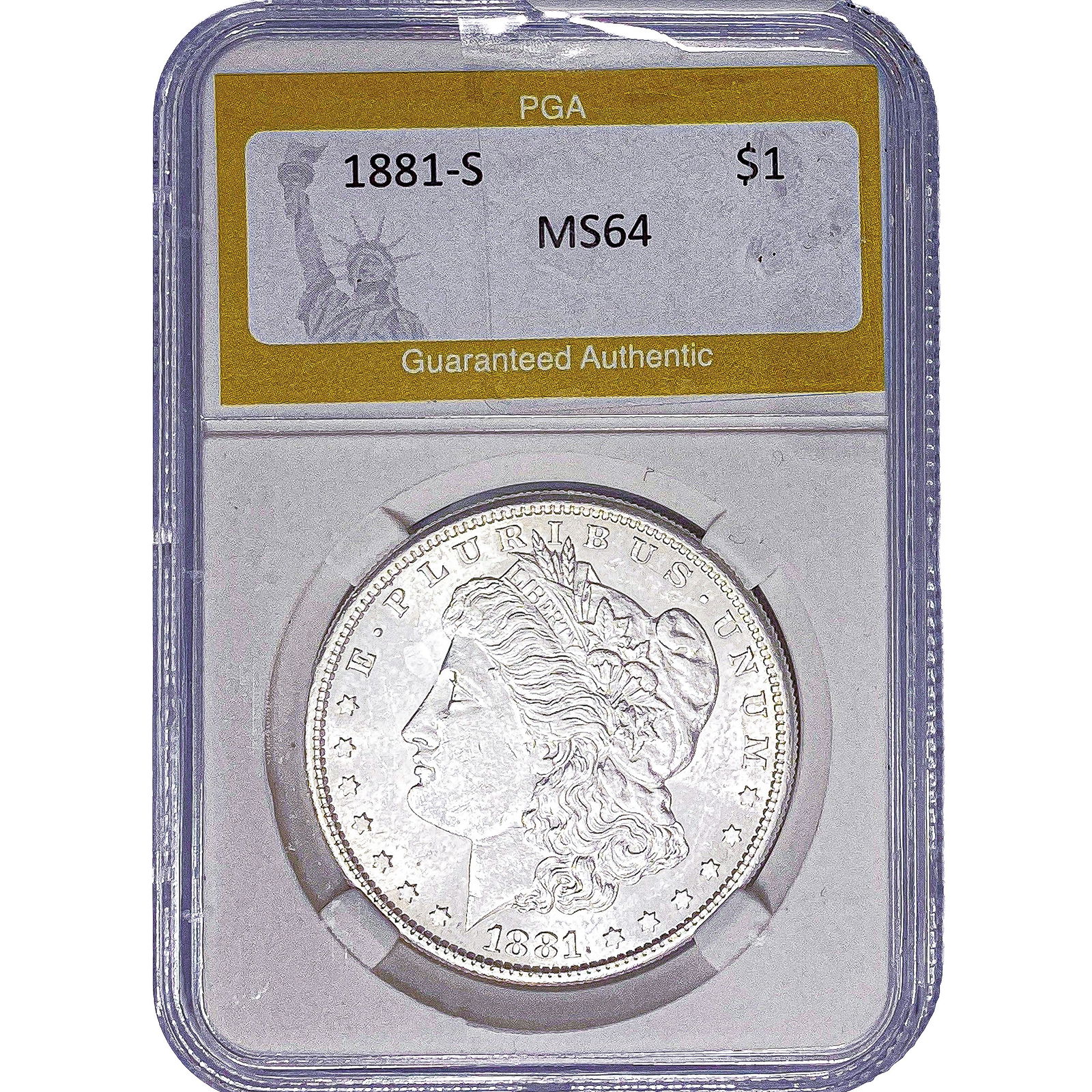 1881-S Morgan Silver Dollar PGA MS64: 1881-S Morgan Silver Dollar PGA MS64