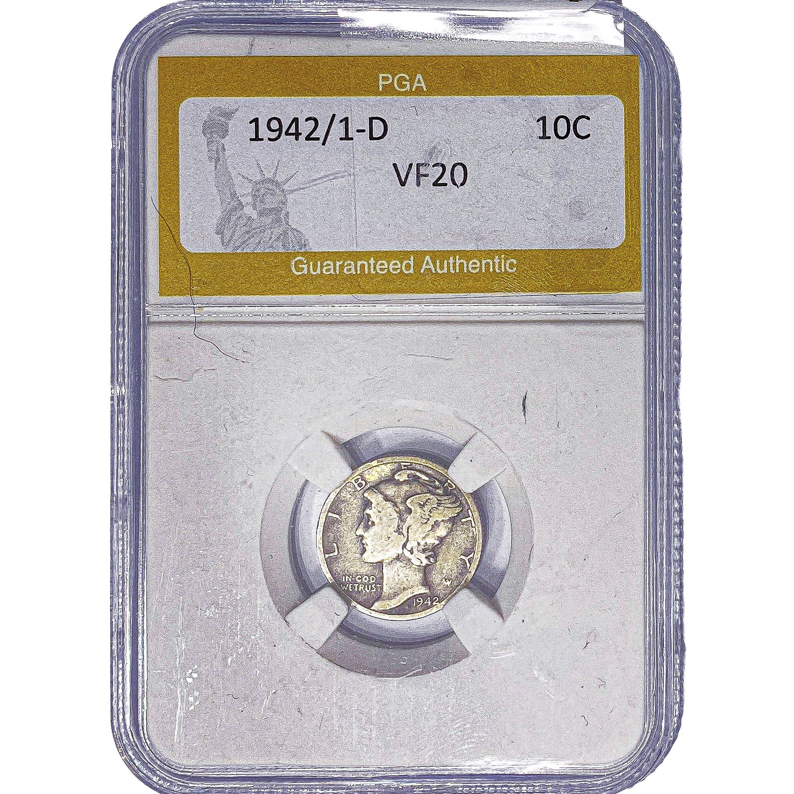 1942/1-D Mercury Silver Dime PGA VF20: 1942/1-D Mercury Silver Dime PGA VF20