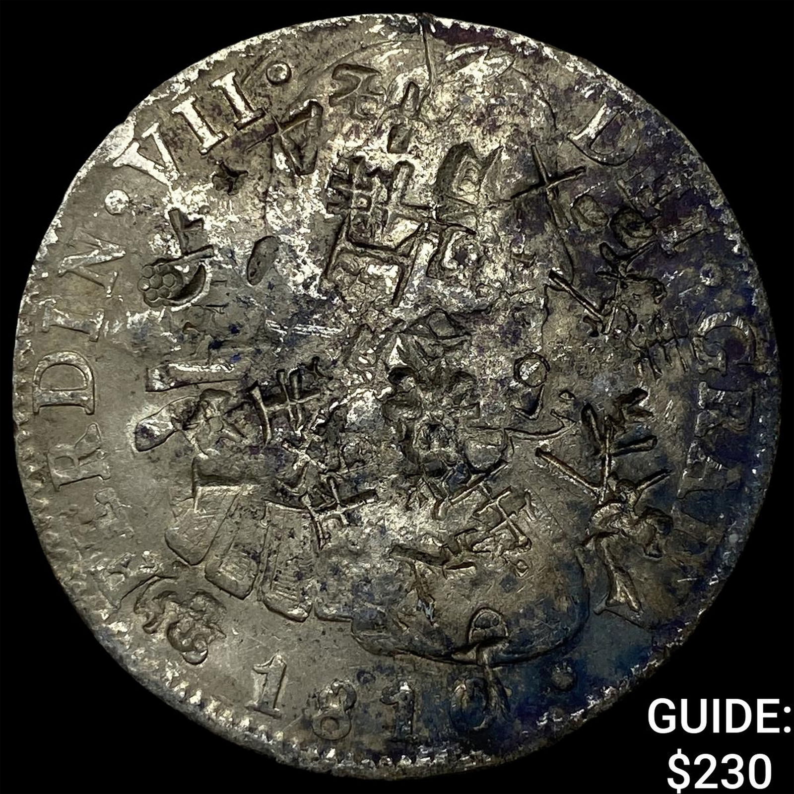 Colonial Spain Silver 8 Reales Punchmarked NEARLY UNCIRCULATED: Colonial Spain Silver 8 Reales Punchmarked NEARLY UNCIRCULATED