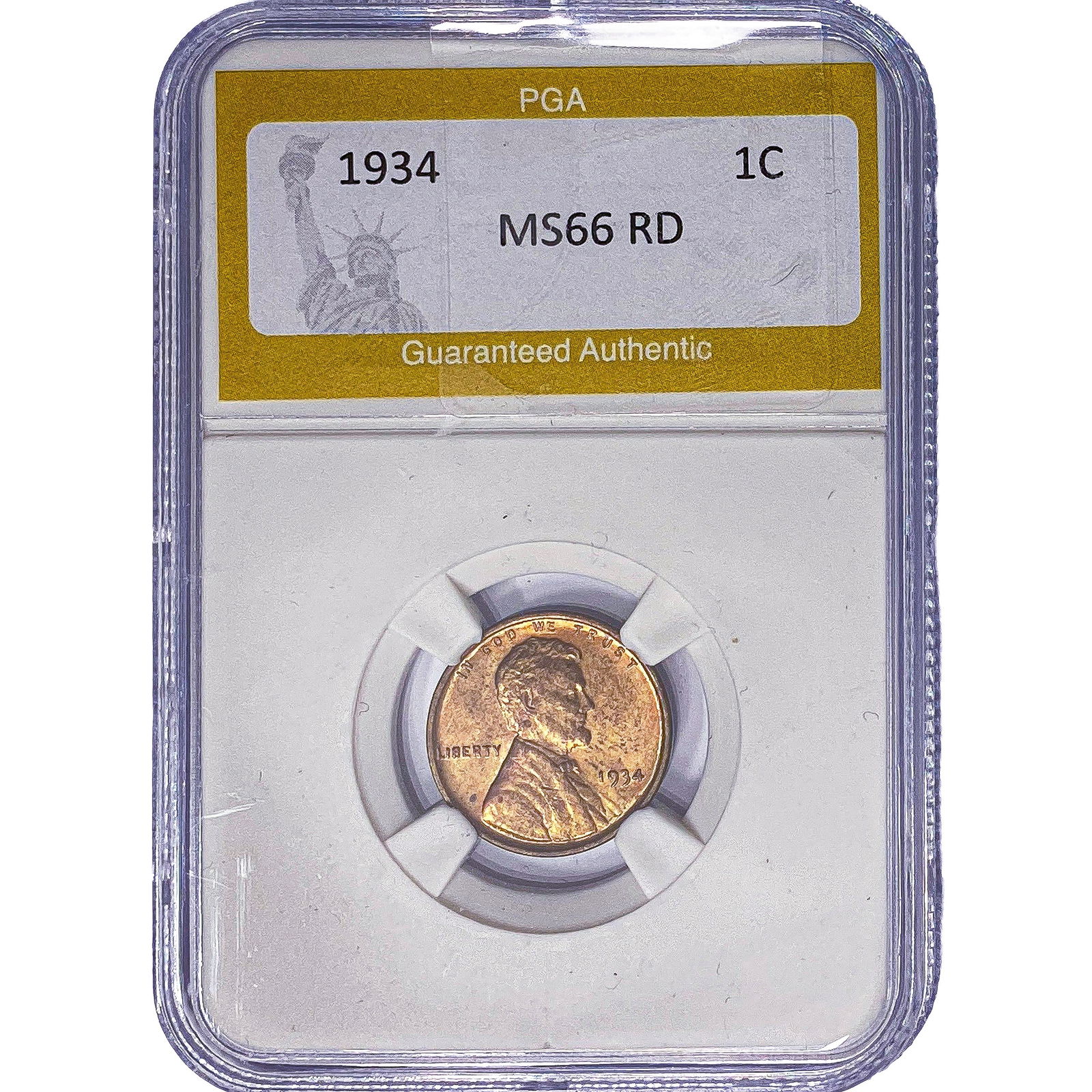 1934 Wheat Cent PGA MS66 RD: 1934 Wheat Cent PGA MS66 RD