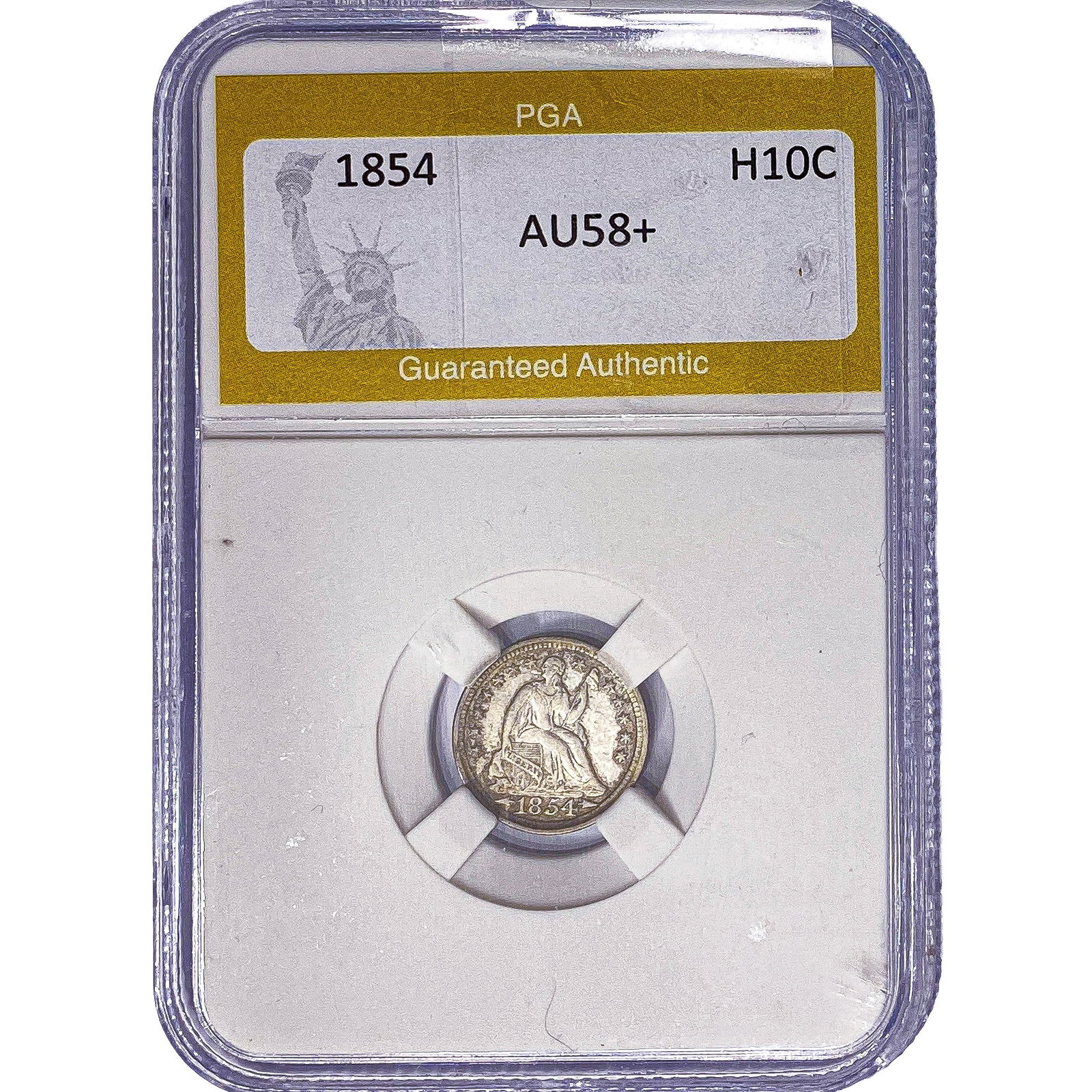 1854 Seated Liberty Half Dime PGA AU58+: 1854 Seated Liberty Half Dime PGA AU58+