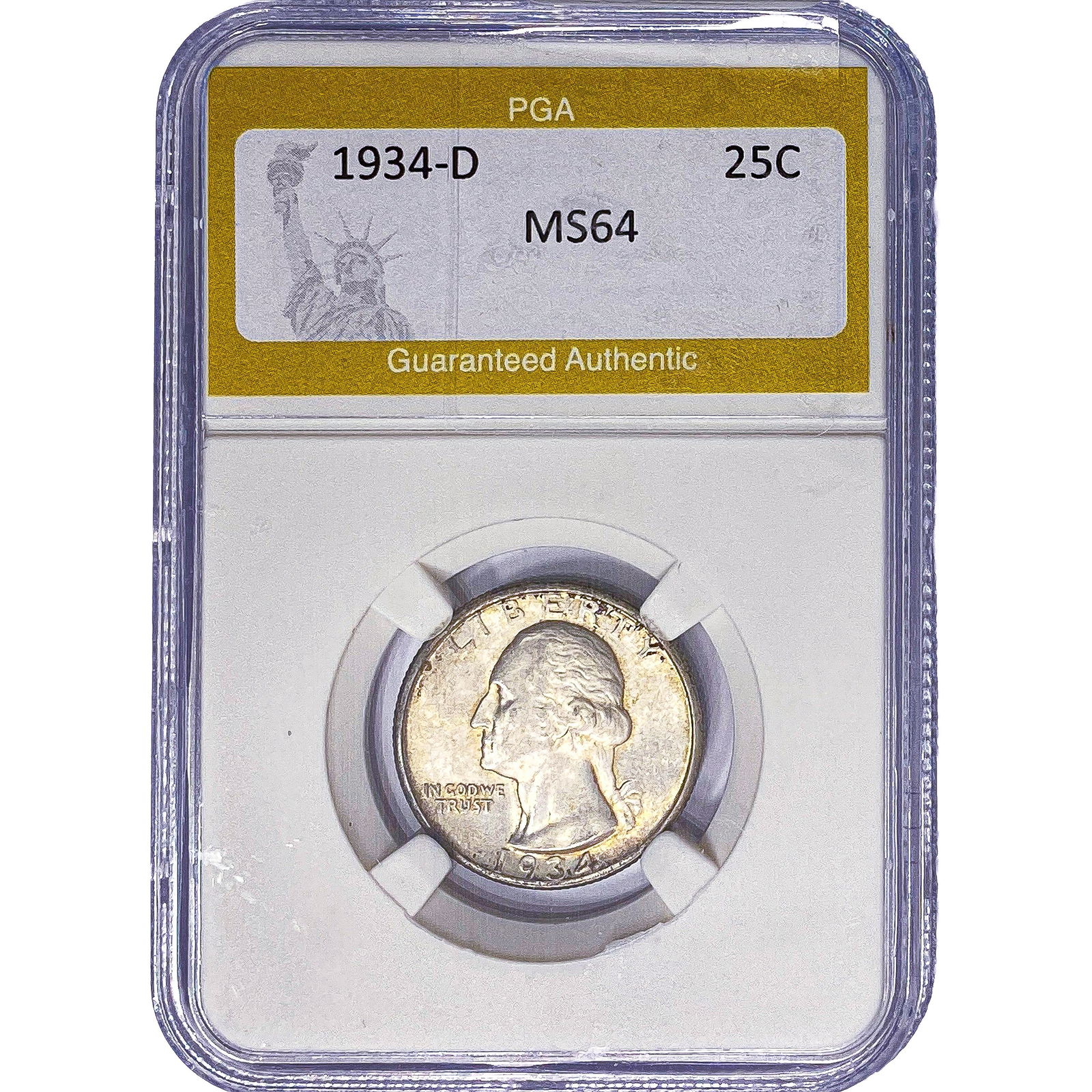 1934-D Washington Silver Quarter PGA MS64: 1934-D Washington Silver Quarter PGA MS64