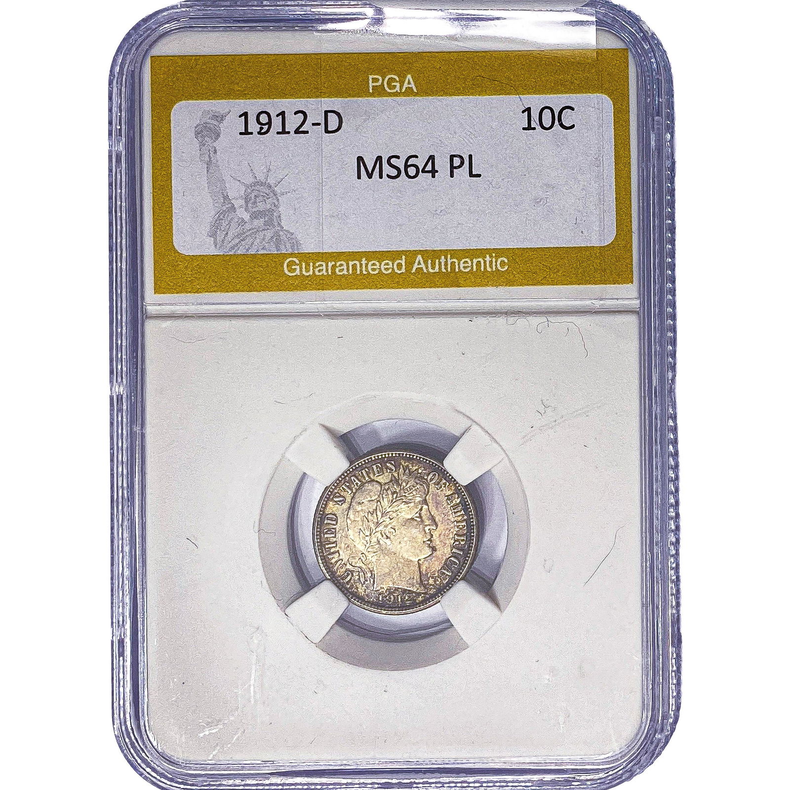 1912-D Barber Dime PGA MS64 PL: 1912-D Barber Dime PGA MS64 PL
