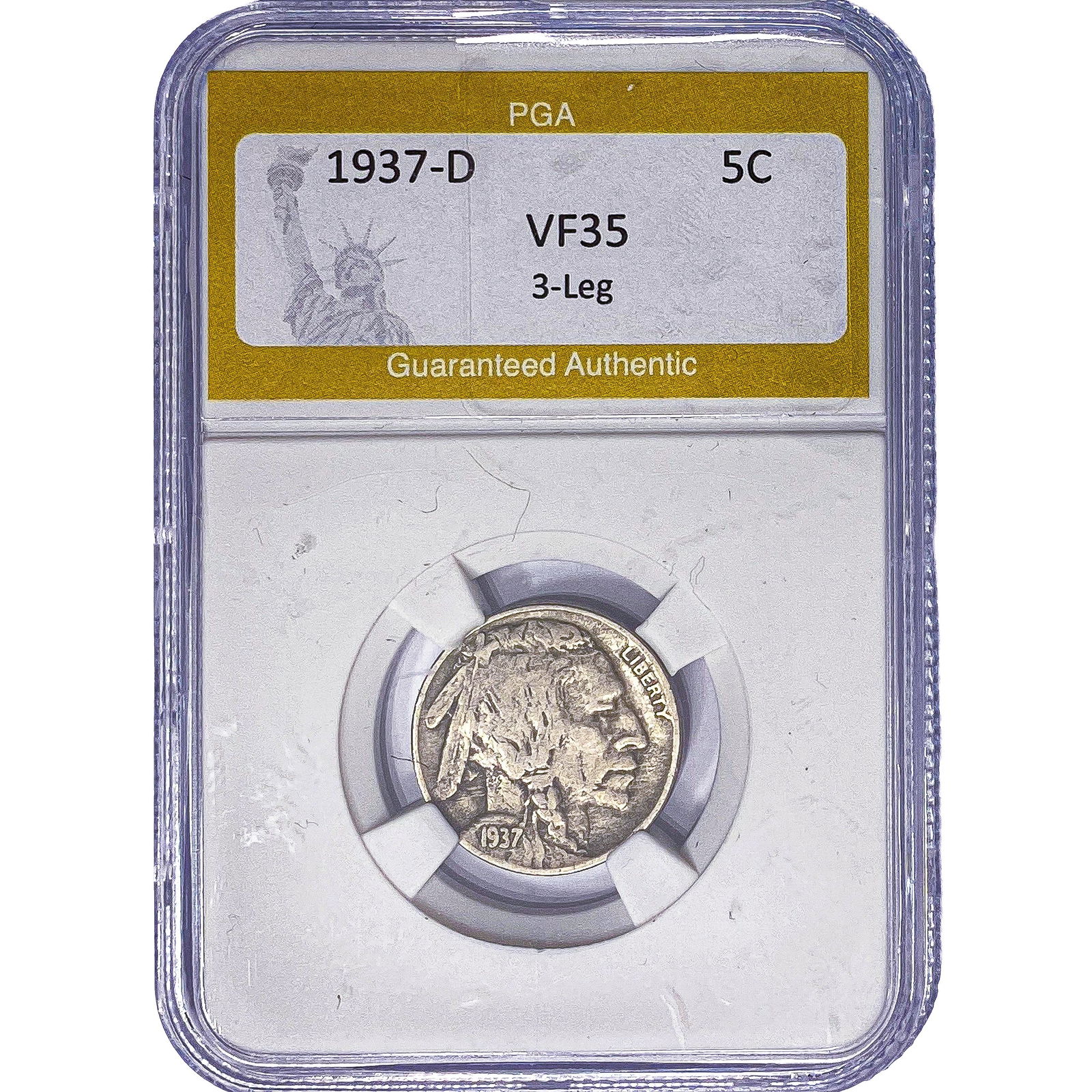 1937-D Buffalo Nickel PGA VF35 3-Leg: 1937-D Buffalo Nickel PGA VF35 3-Leg