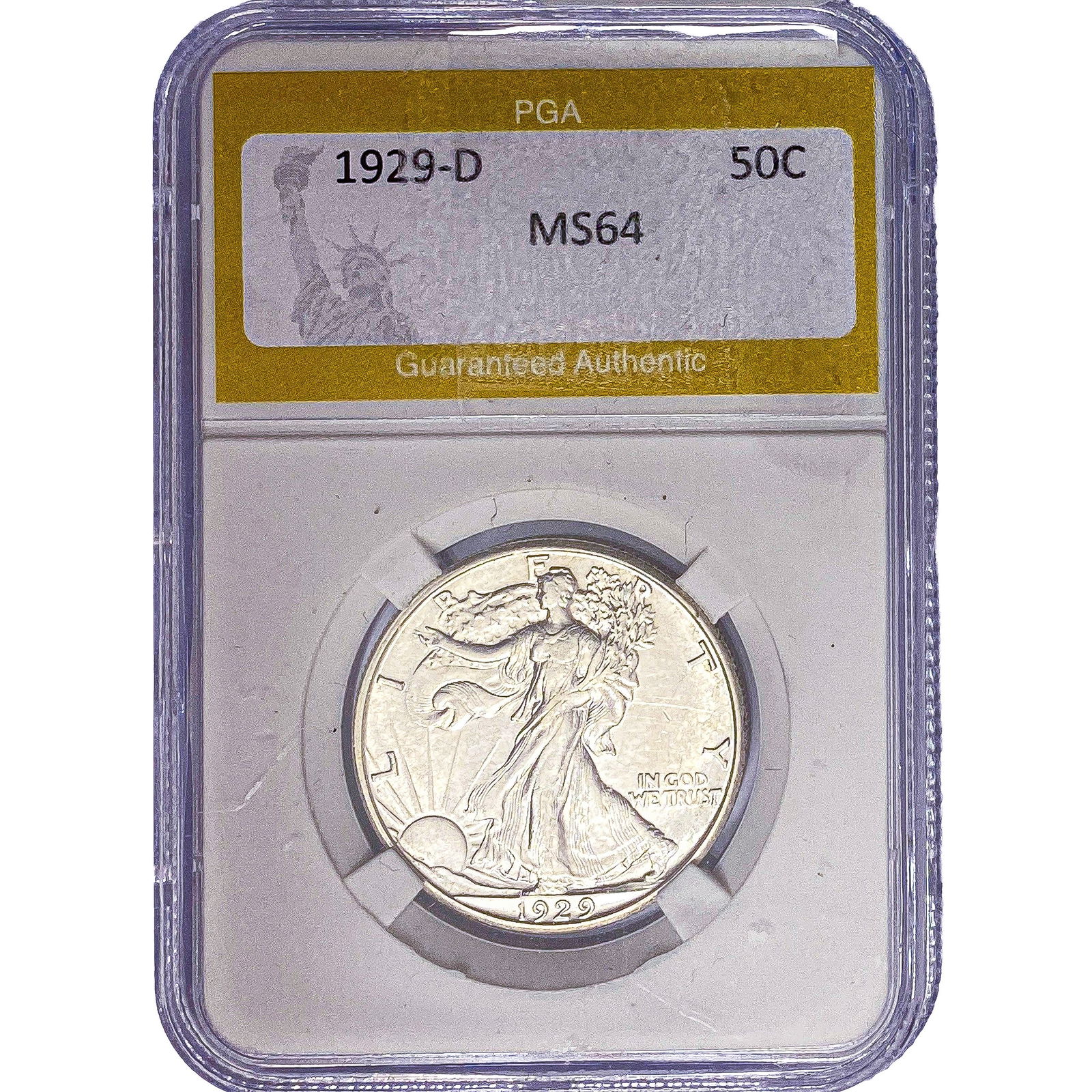 1929-D Walking Liberty Half Dollar PGA MS64: 1929-D Walking Liberty Half Dollar PGA MS64
