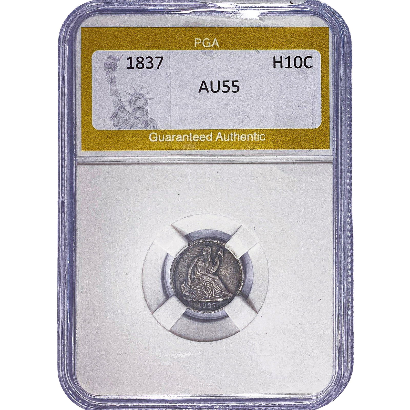 1837 Seated Liberty Half Dime PGA AU55: 1837 Seated Liberty Half Dime PGA AU55