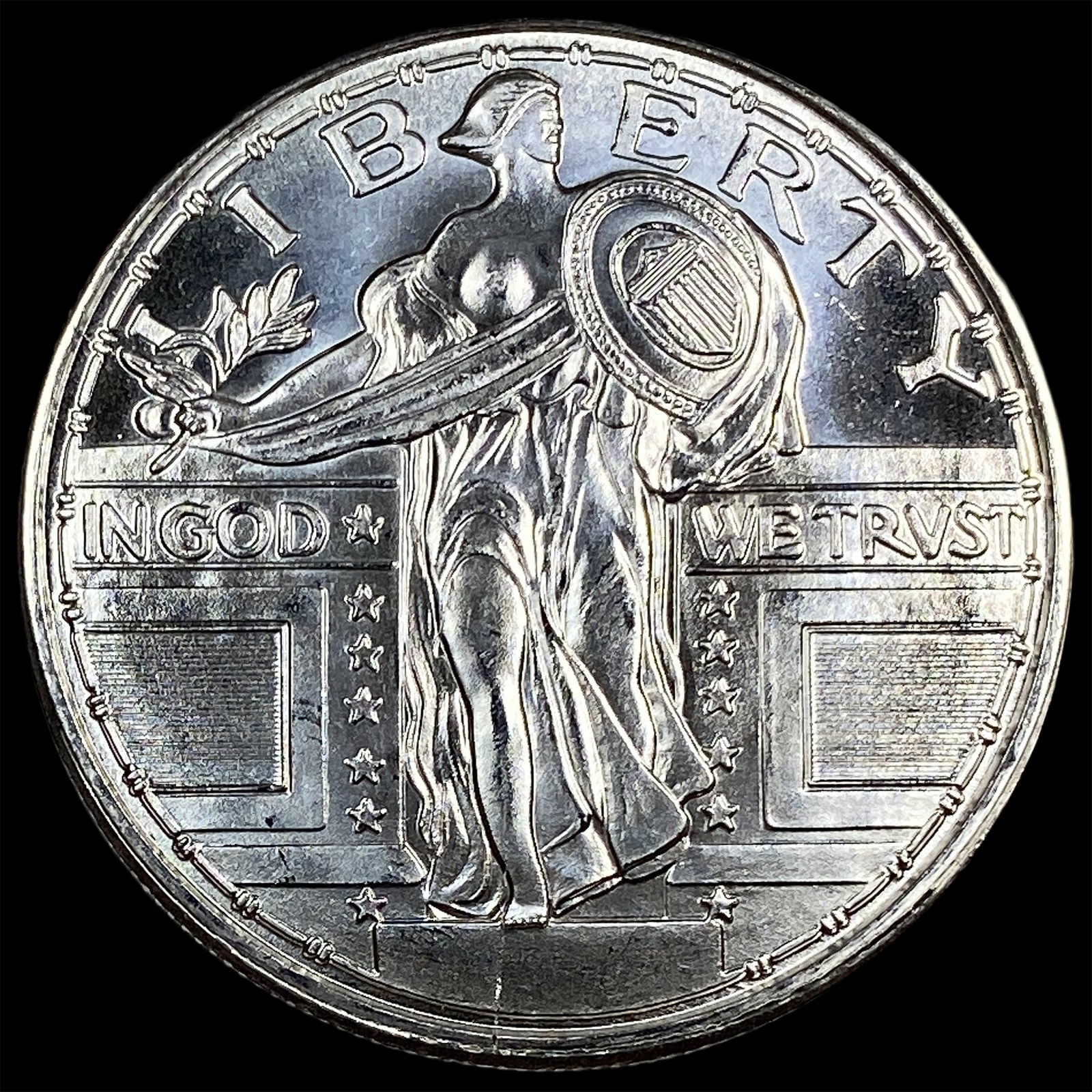 This is a 1 oz Silver Round - Standing Liberty Design. SUPERB GEM BU (1 of 2)