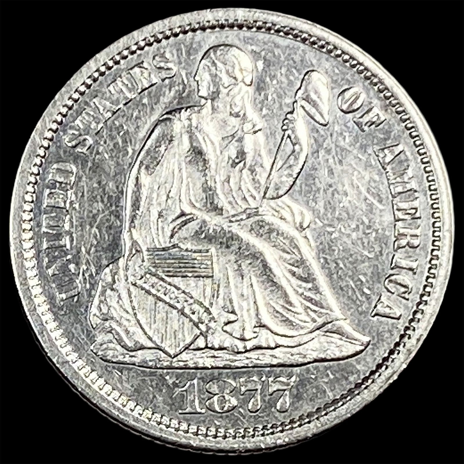 1877-CC Silver Seated Liberty Dime UNCIRCULATED (1 of 2)