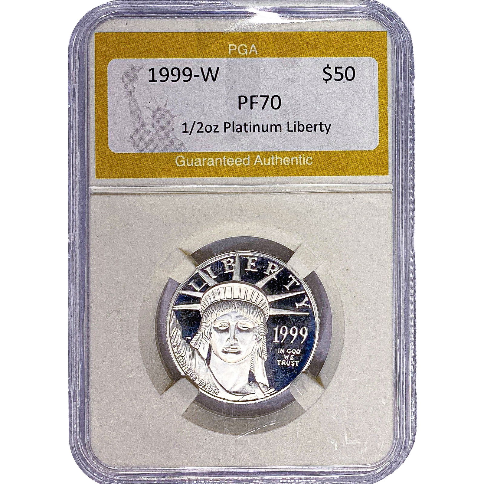 1999-W 1/2oz Platinum $50 Liberty PGA PF70: 1999-W 1/2oz Platinum $50 Liberty PGA PF70