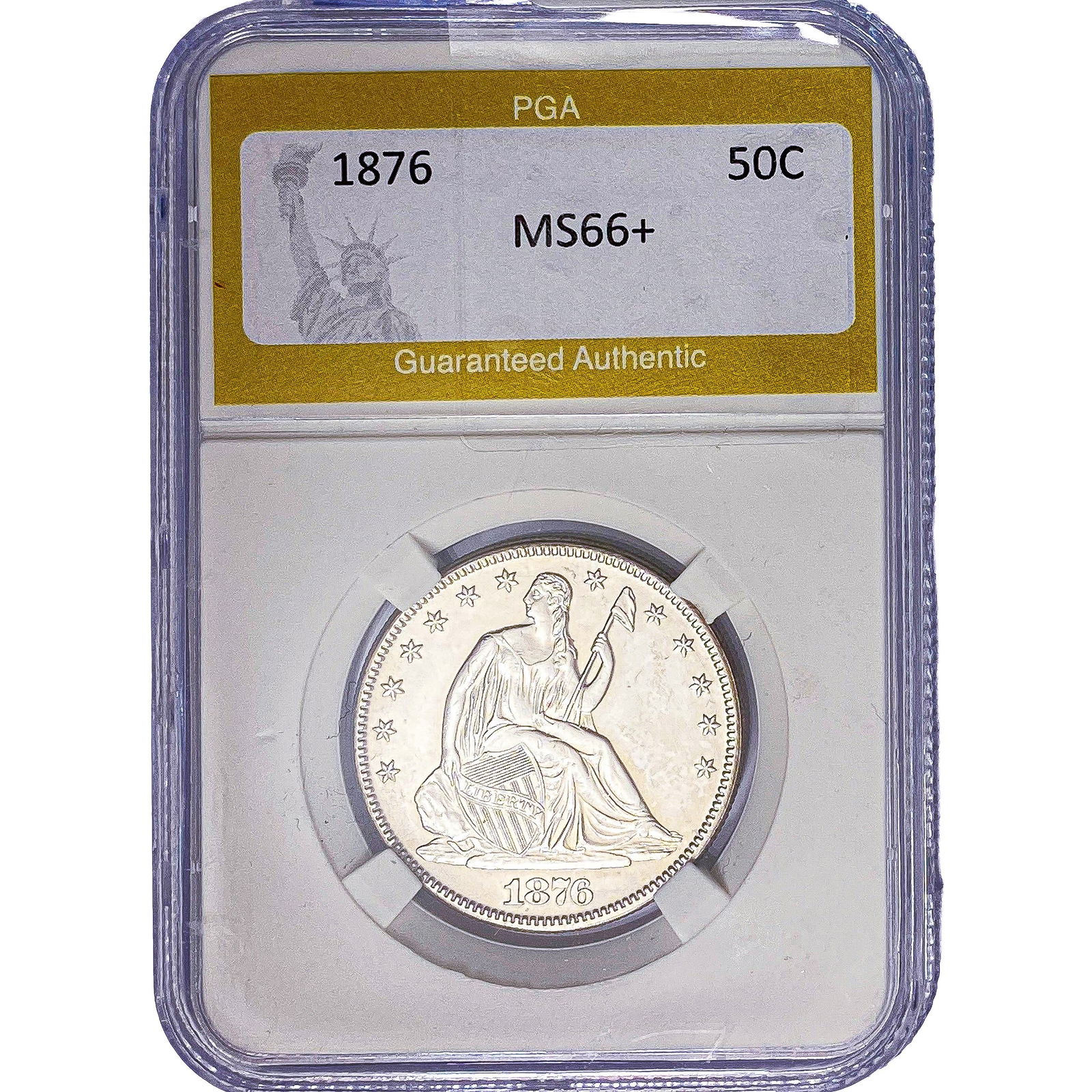 1876 Seated Liberty Half Dollar PGA MS66+: 1876 Seated Liberty Half Dollar PGA MS66+