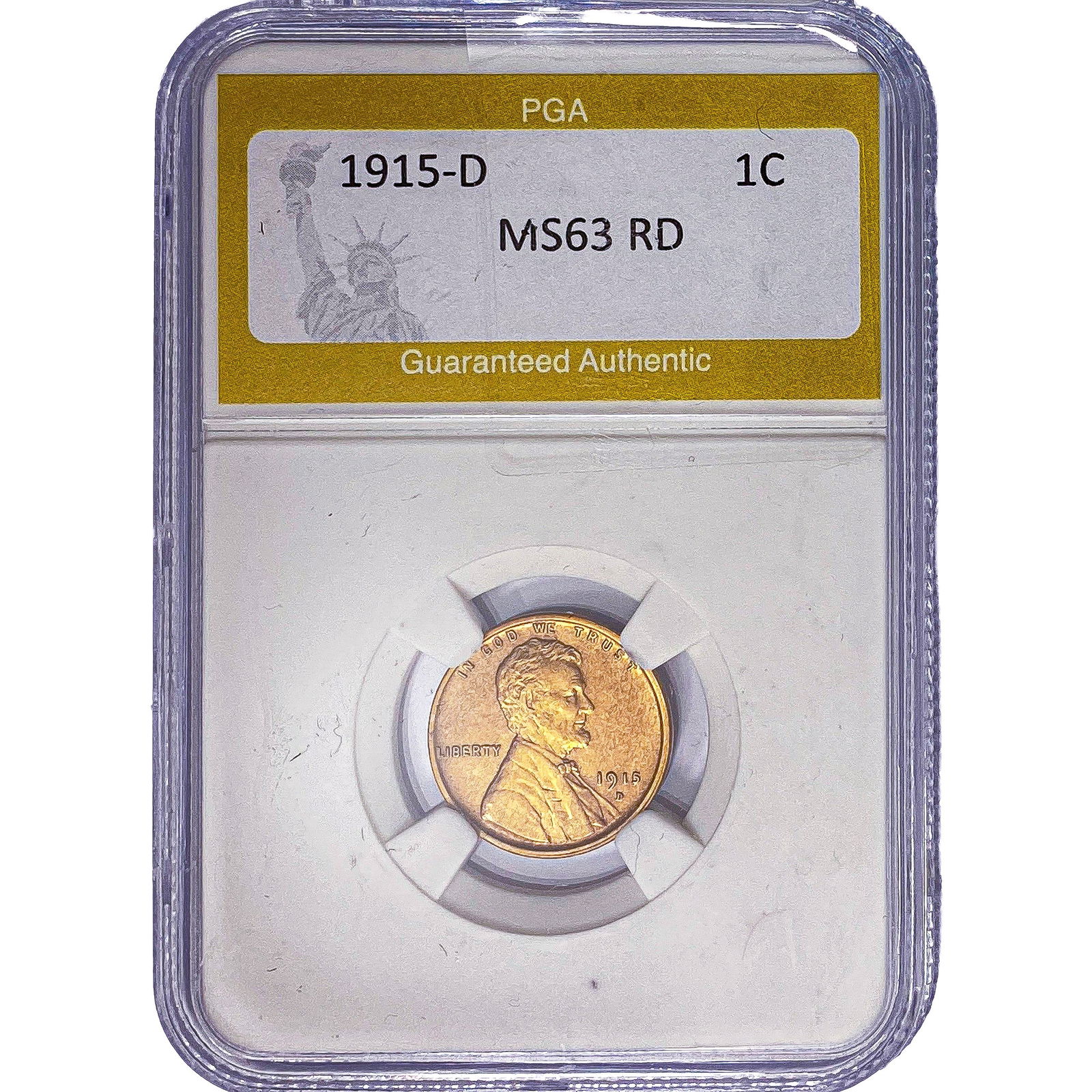 1915-D Wheat Cent PGA MS63 RD: 1915-D Wheat Cent PGA MS63 RD