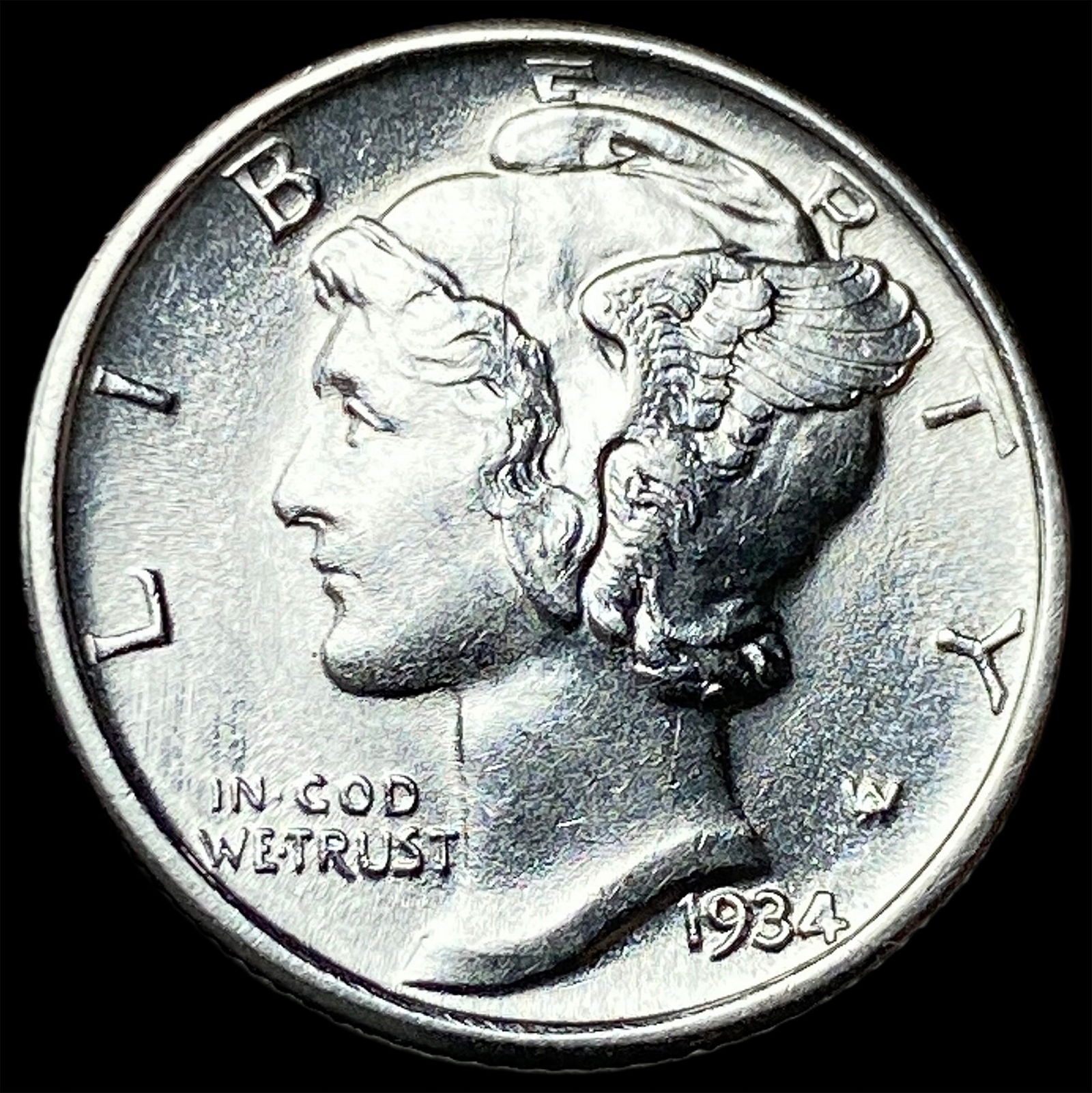 1934-S Silver Mercury Dime CHOICE BU (1 of 2)
