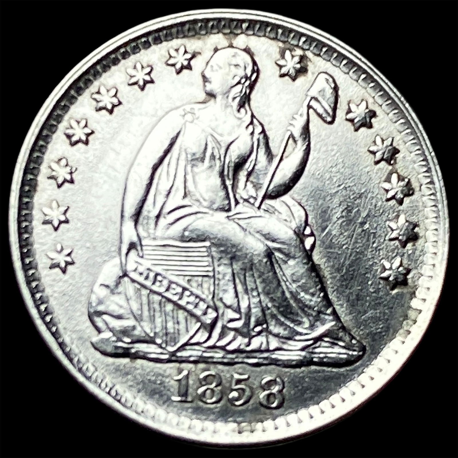 1858 Silver Half Dime CLOSELY UNCIRCULATED: 1858 Silver Half Dime CLOSELY UNCIRCULATED