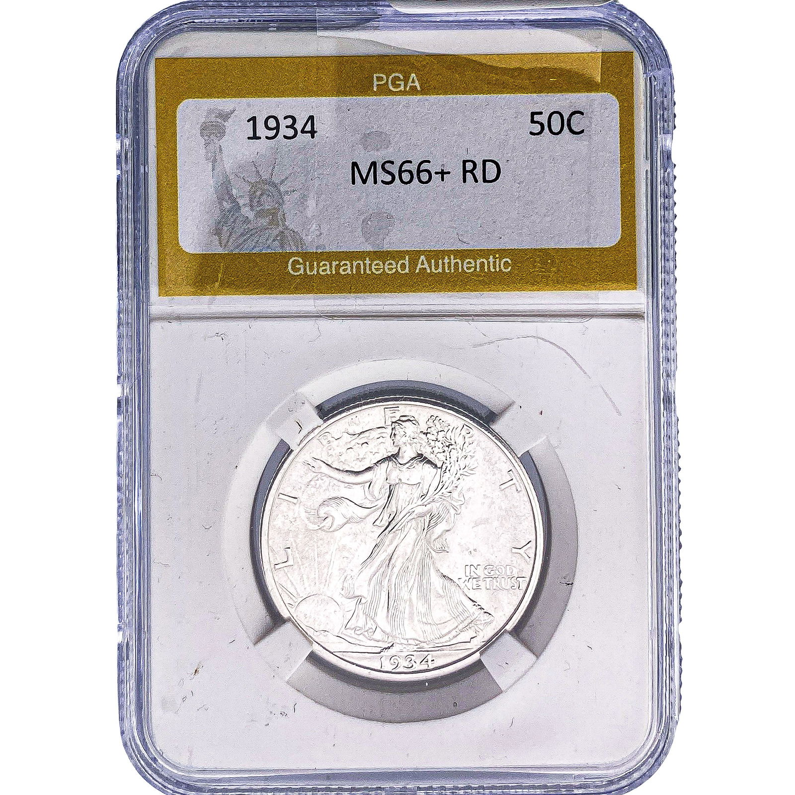 1934 Walking Liberty Half Dollar PGA MS66+ RD: 1934 Walking Liberty Half Dollar PGA MS66+ RD