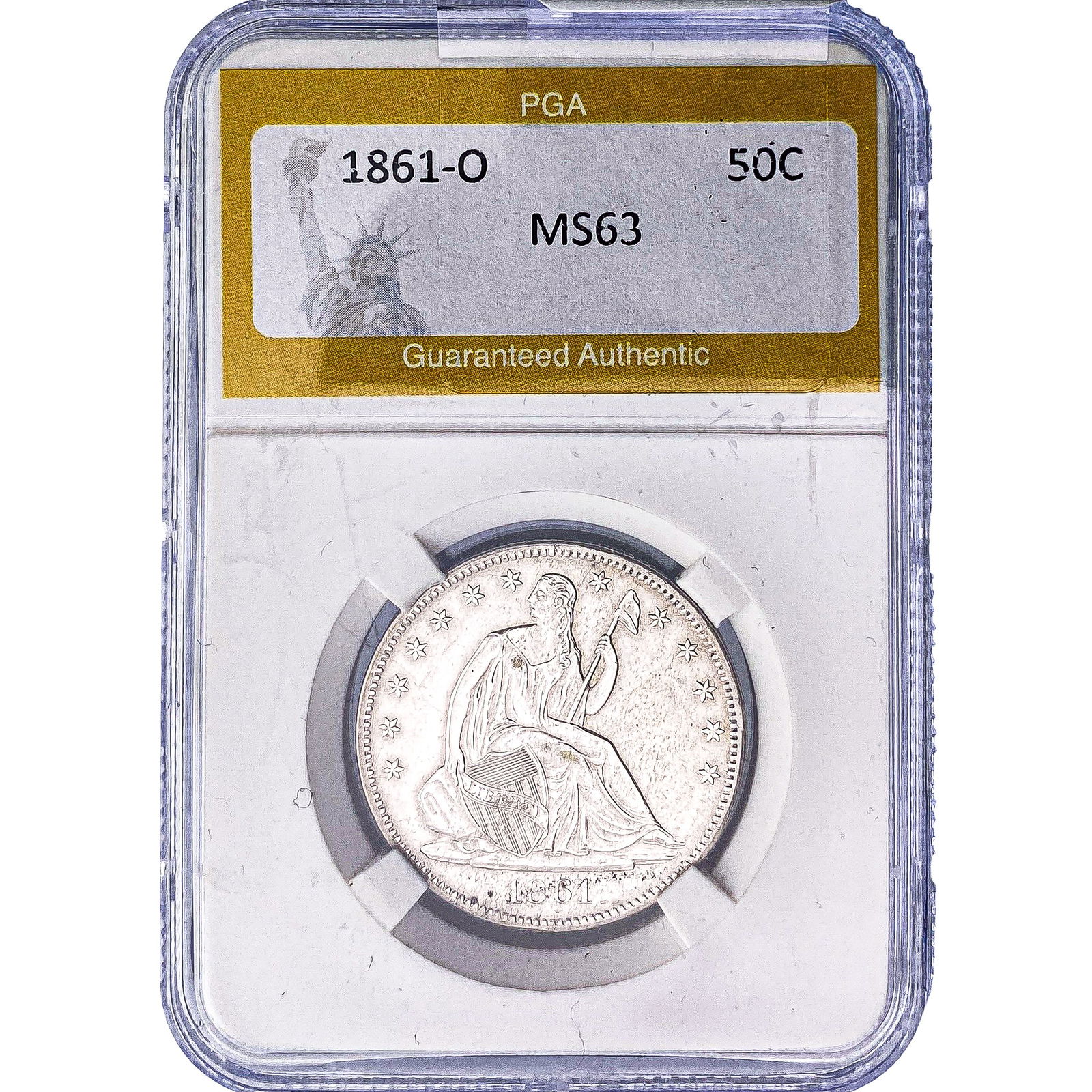 1861-O Seated Liberty Half Dollar PGA MS63 (1 of 2)