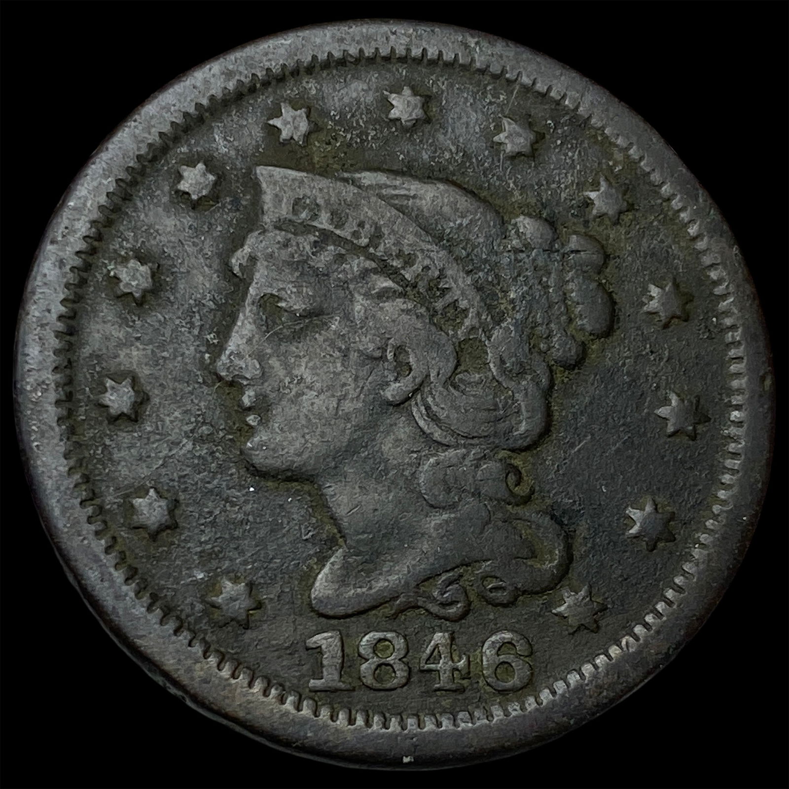 1846 Braided Hair Large Cent LIGHTLY CIRCULATED: 1846 Braided Hair Large Cent LIGHTLY CIRCULATED