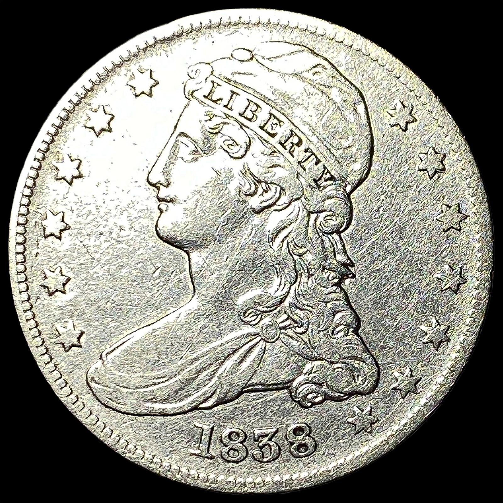 1838 Silver Half Dollar (Capped Bust) NEARLY UNCIRCULATED (1 of 2)