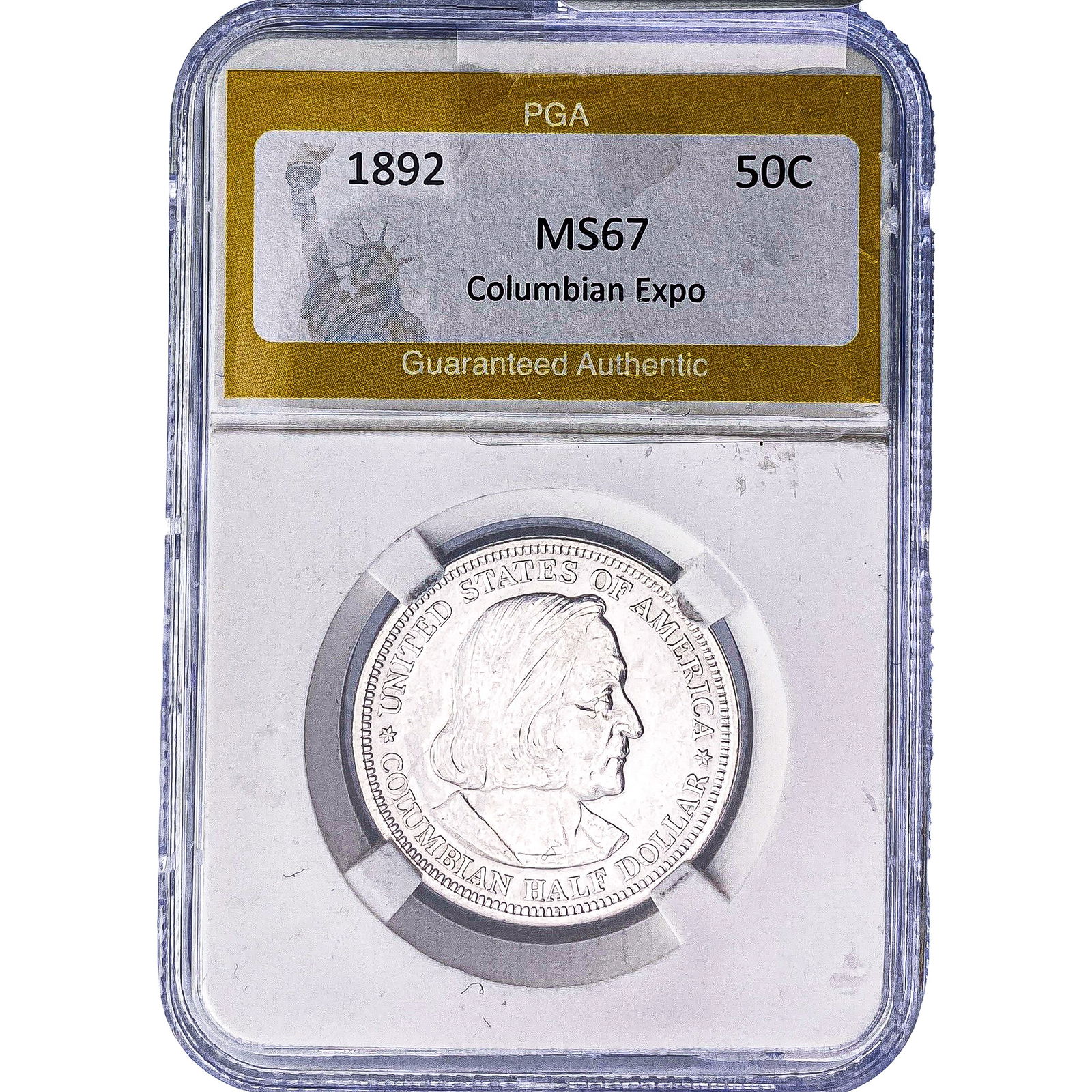 1892 Columbian Expo Half Dollar PGA MS67: 1892 Columbian Expo Half Dollar PGA MS67