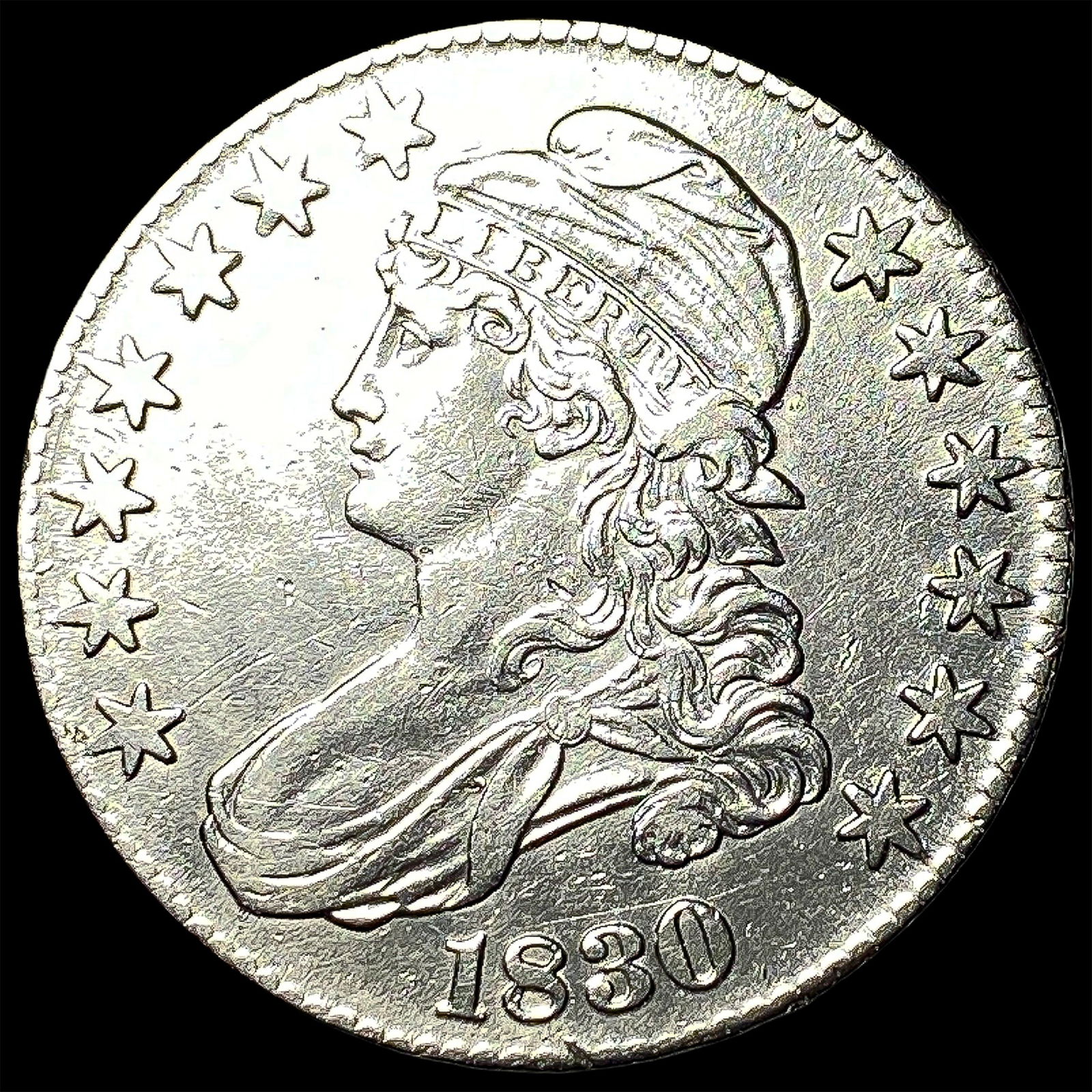 1830 Capped Bust Silver Half Dollar CLOSELY UNCIRCULATED (1 of 2)
