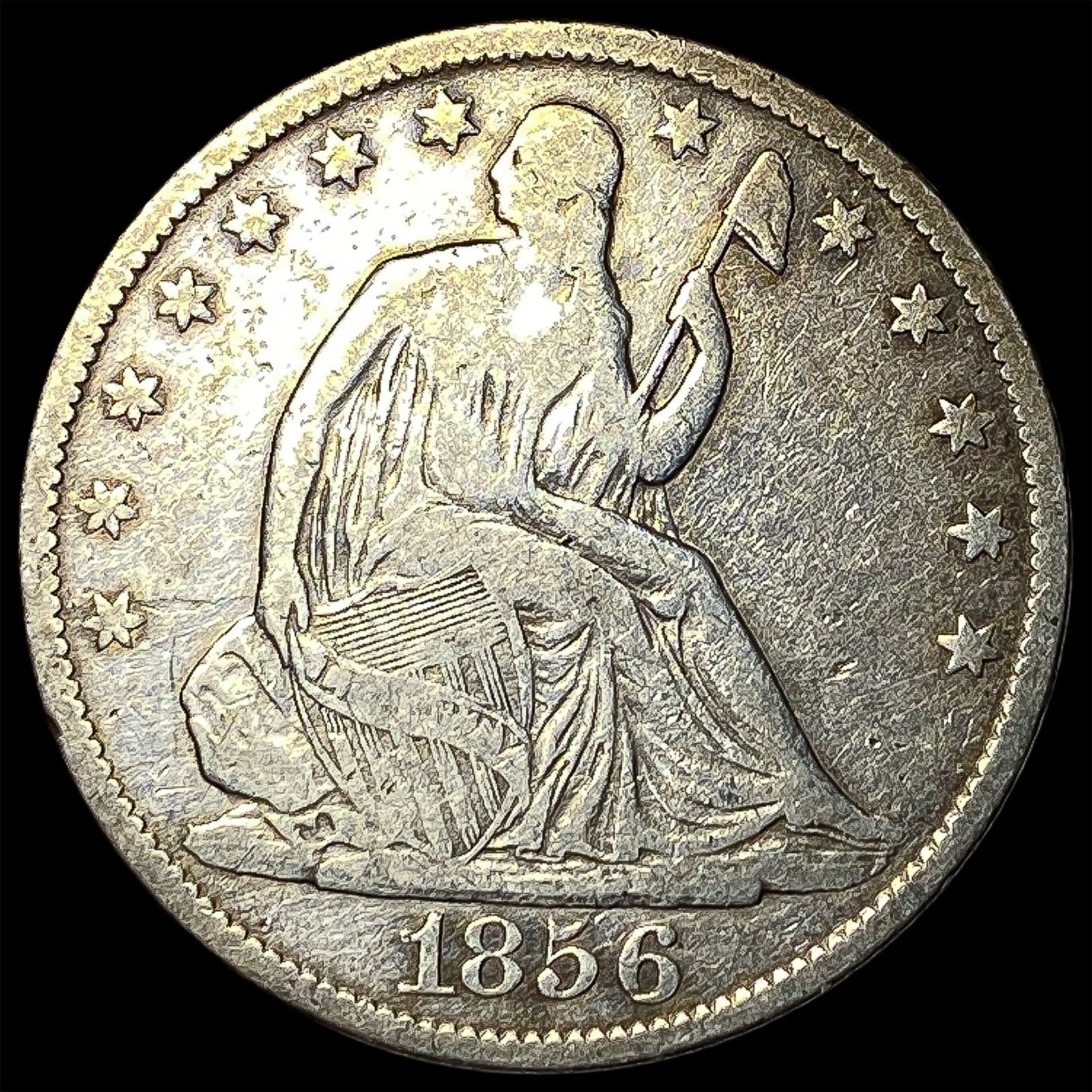 1856-O Silver Half Dollar (Seated Liberty) ABOUT UNCIRCULATED (1 of 2)