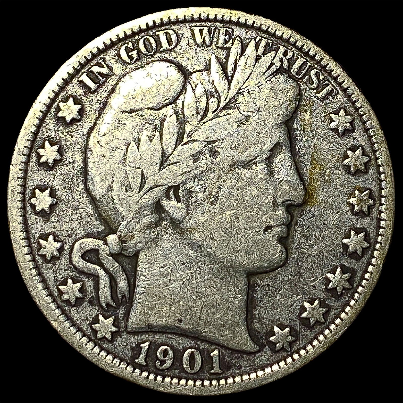 1901 Silver Barber Half Dollar LIGHTLY CIRCULATED: 1901 Silver Barber Half Dollar LIGHTLY CIRCULATED