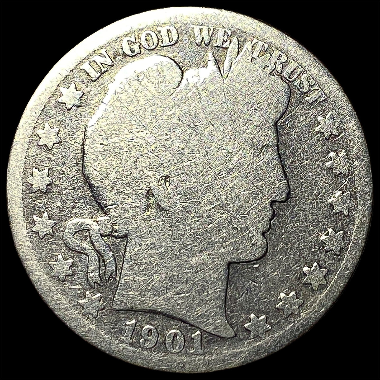1901 Barber Silver Half Dollar NICELY CIRCULATED: 1901 Barber Silver Half Dollar NICELY CIRCULATED