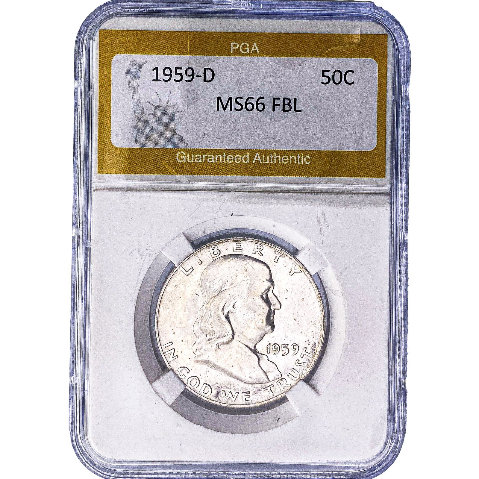 1959-D Franklin Cent PGA MS66 FBL: 1959-D Franklin Cent PGA MS66 FBL