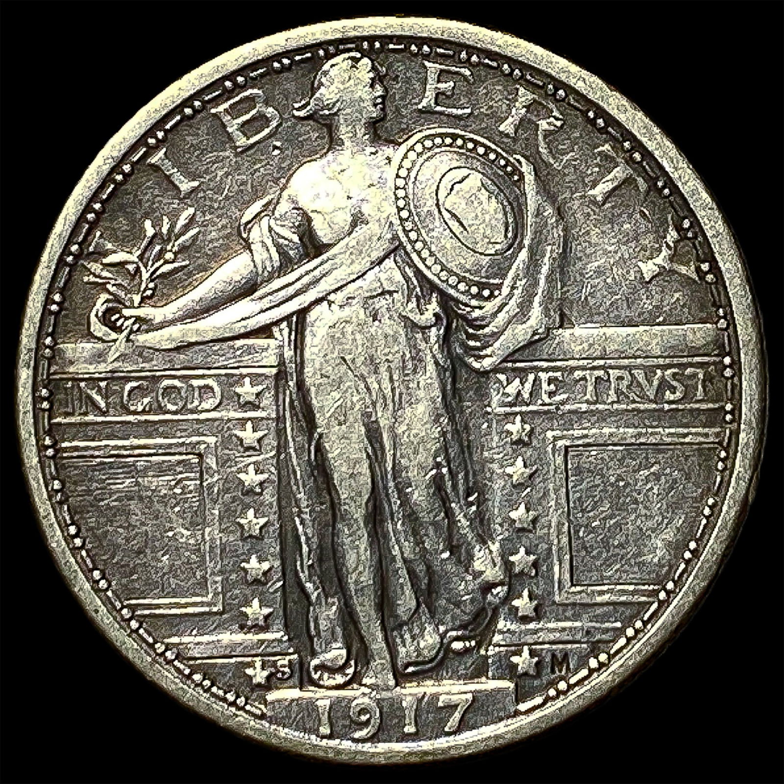 1917-S Silver Standing Liberty Quarter NEARLY UNCIRCULATED: 1917-S Silver Standing Liberty Quarter NEARLY UNCIRCULATED