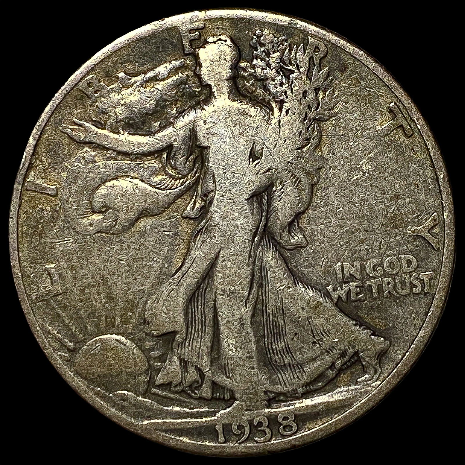 1938-D Silver Walking Liberty Half Dollar NICELY CIRCULATED (1 of 2)