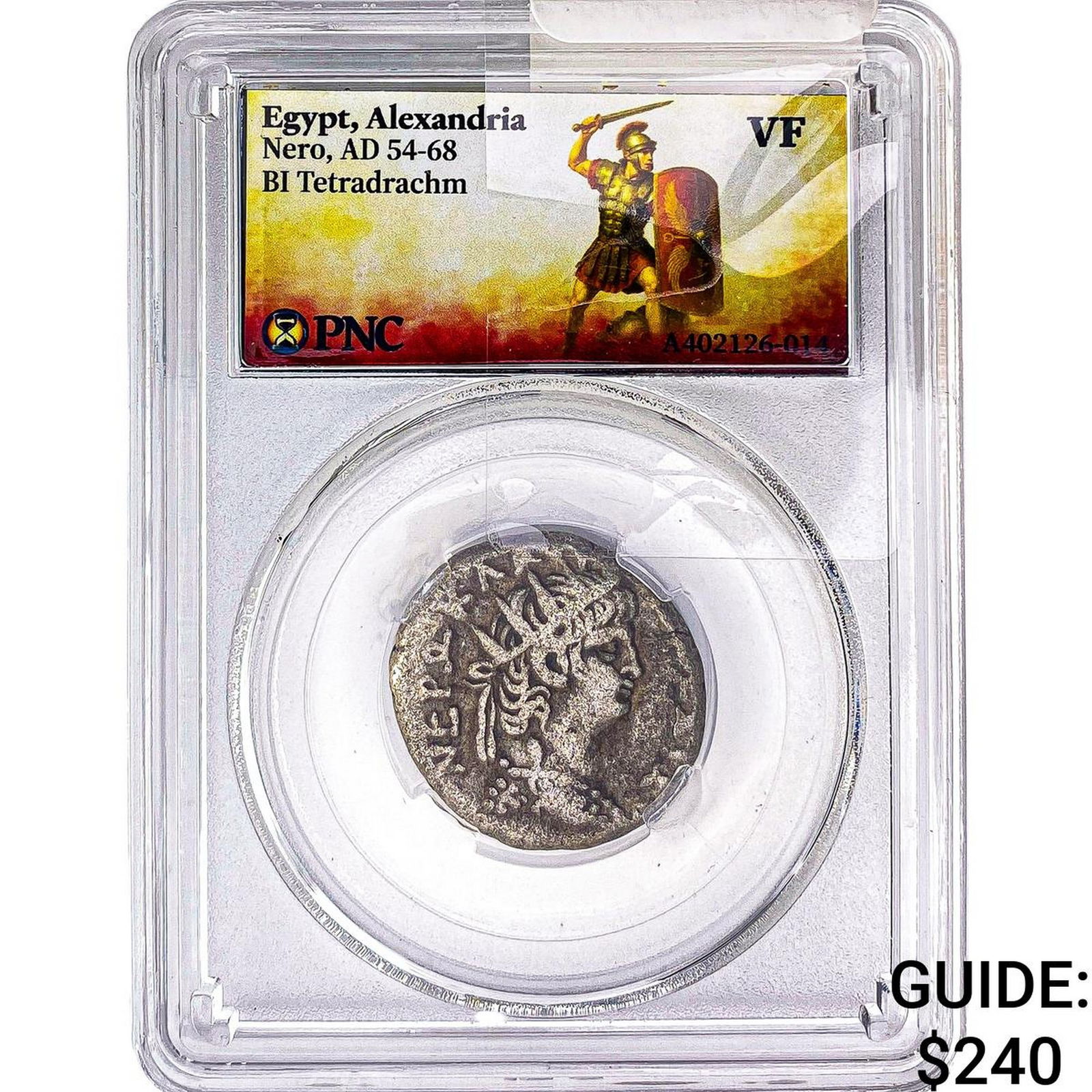 Roman Egypt Nero 54-68 AD Bi Tetradrachm PNC VF: Roman Egypt Nero 54-68 AD Bi Tetradrachm PNC VF