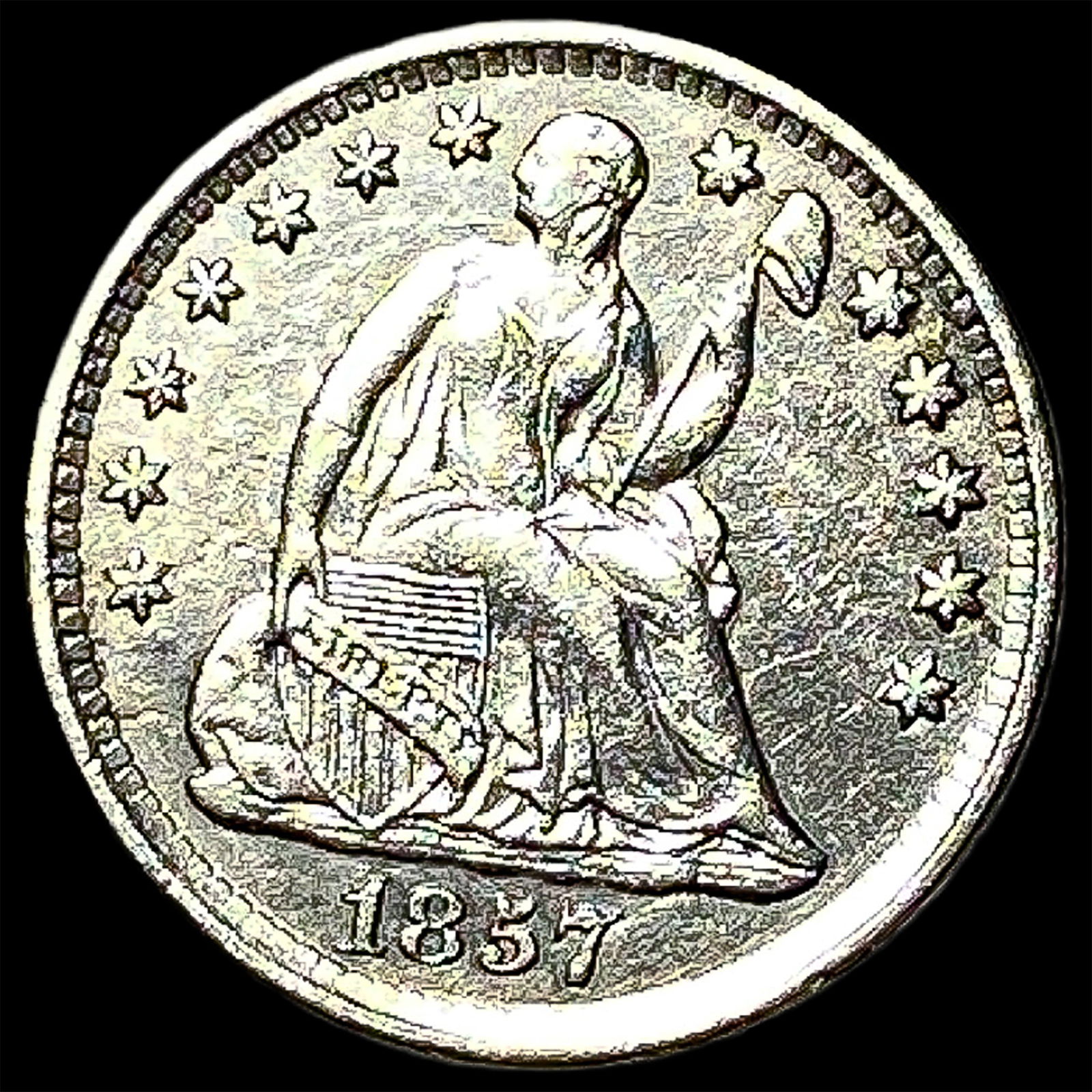 1857 Silver Half Dime UNCIRCULATED: 1857 Silver Half Dime UNCIRCULATED