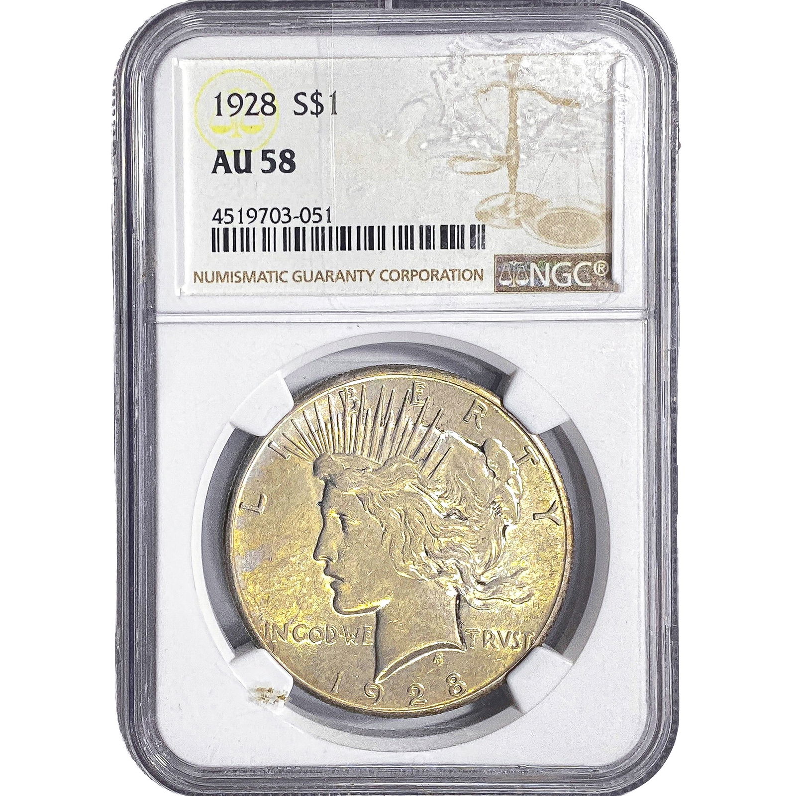 1928 Silver Peace Dollar NGC AU58 (1 of 2)