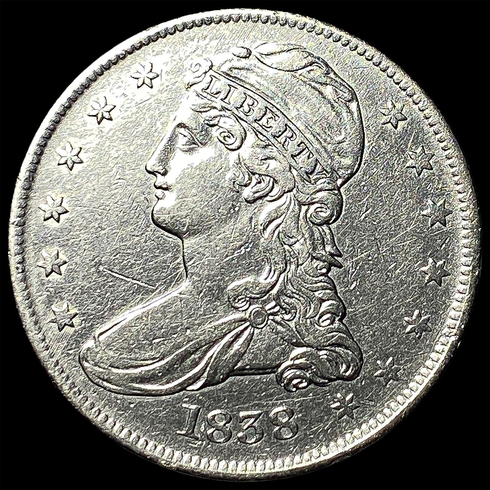 1838 Silver Half Dollar (Capped Bust) NEARLY UNCIRCULATED (1 of 2)