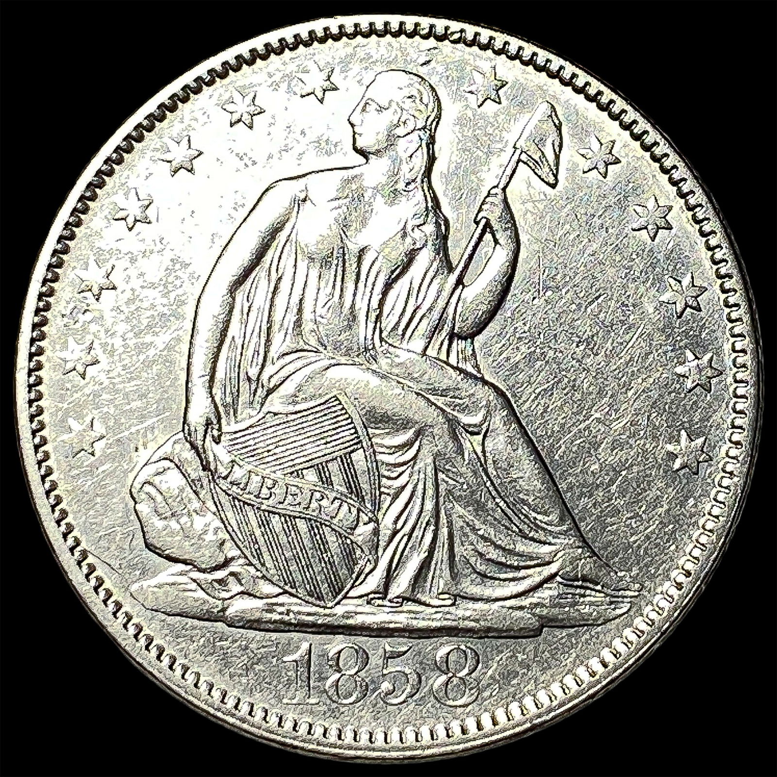 1858 Seated Liberty Half Dollar UNCIRCULATED (1 of 2)